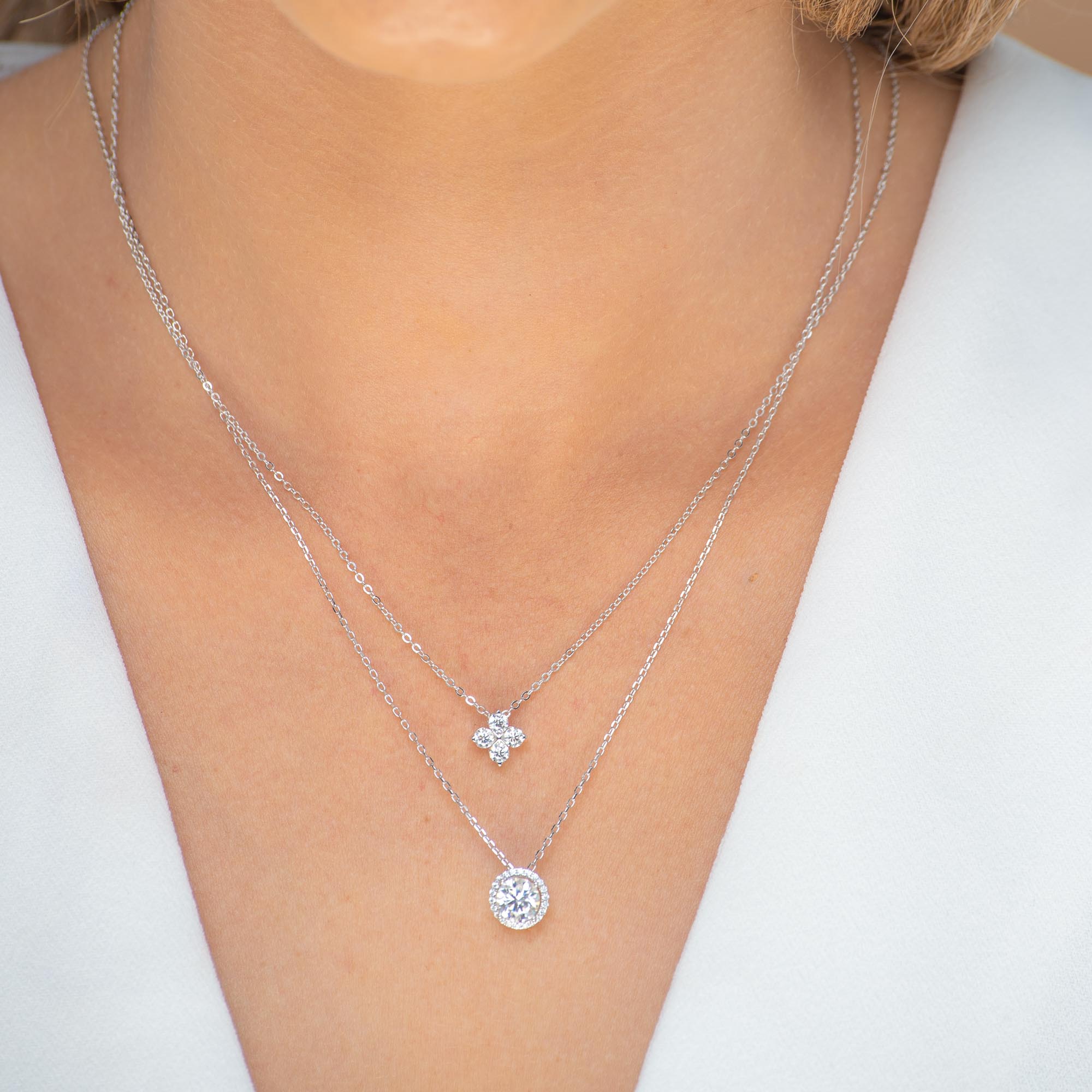 Solitaire Halo Moissanite Necklace 1 Carat