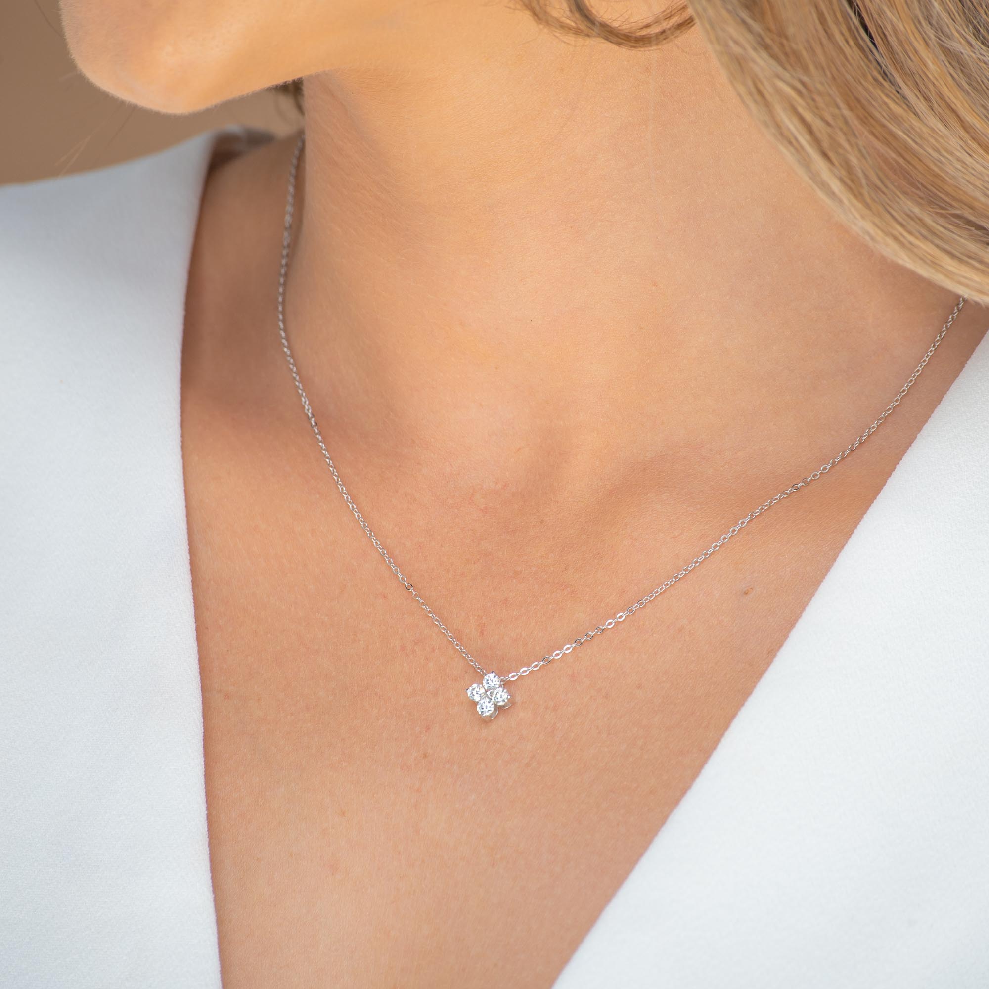 Clover Solitaire Moissanite Necklace 1 Carat