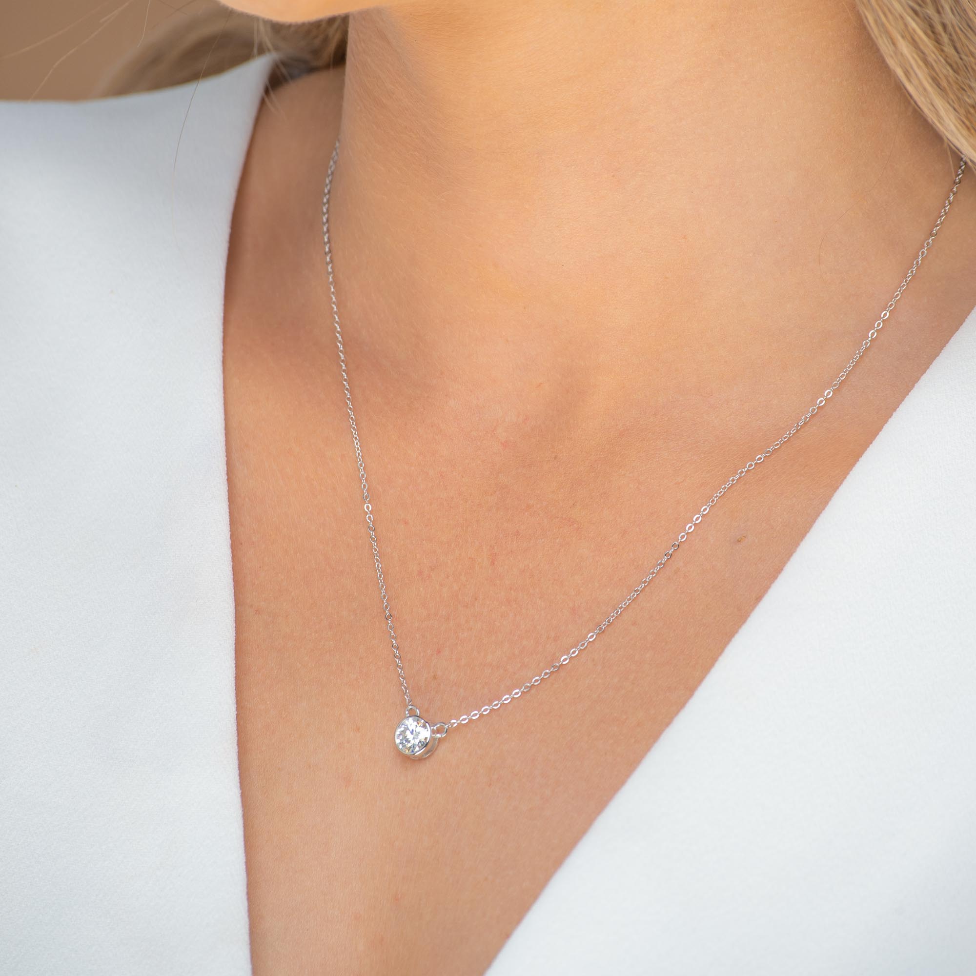 Classic Solitaire Moissanite Necklace 1 Carat