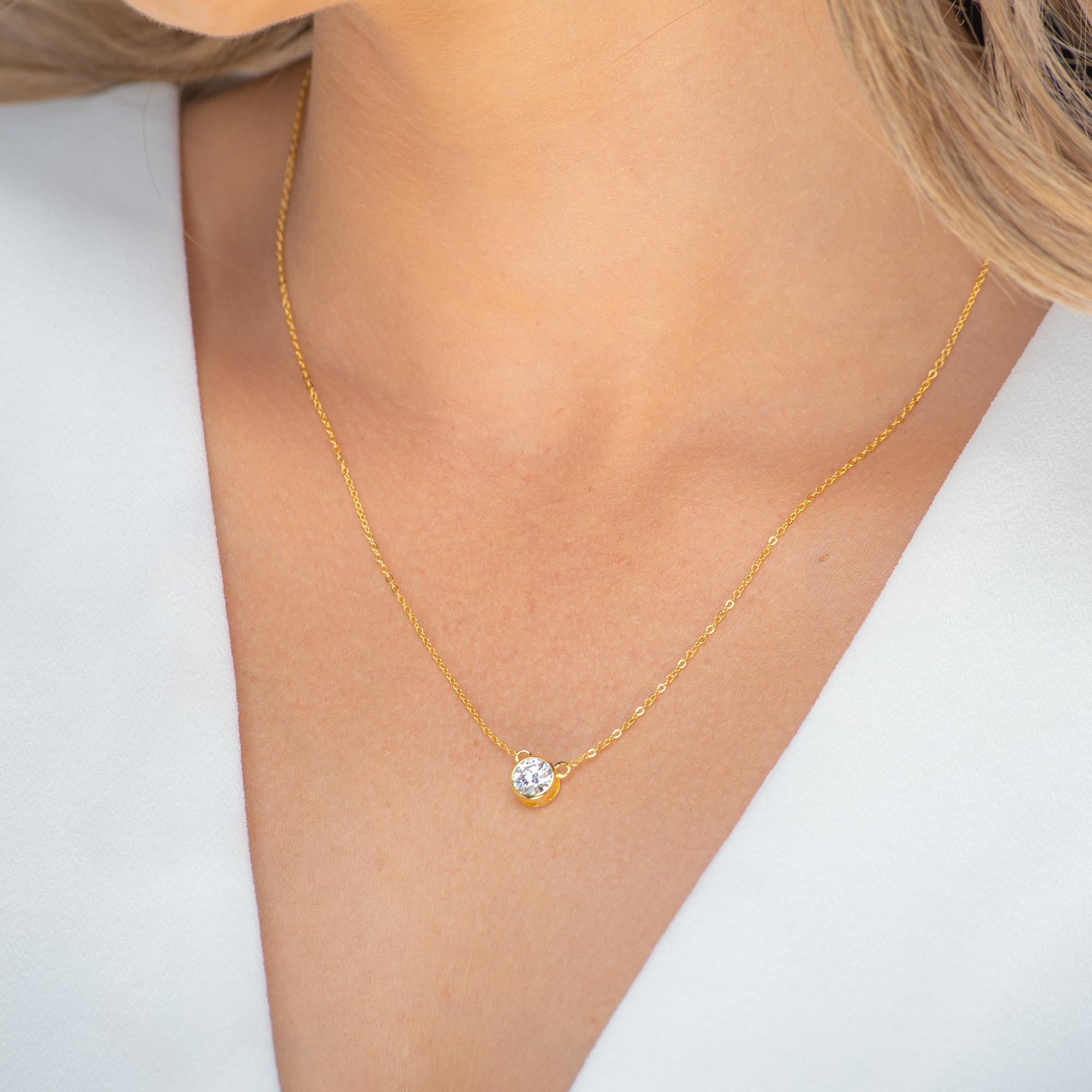 Classic Solitaire Moissanite Necklace 1 Carat