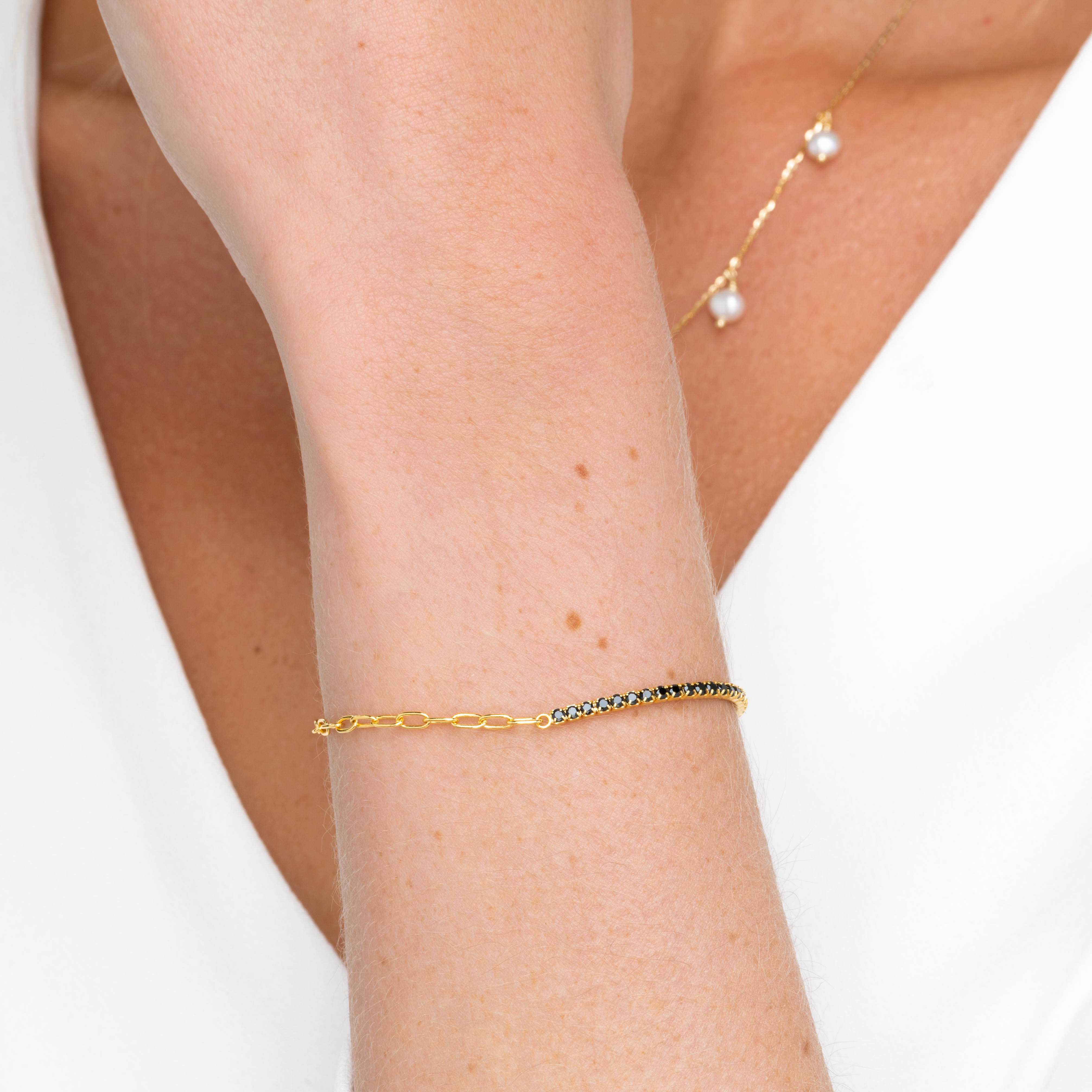 Black Tennis Link Chain Bracelet