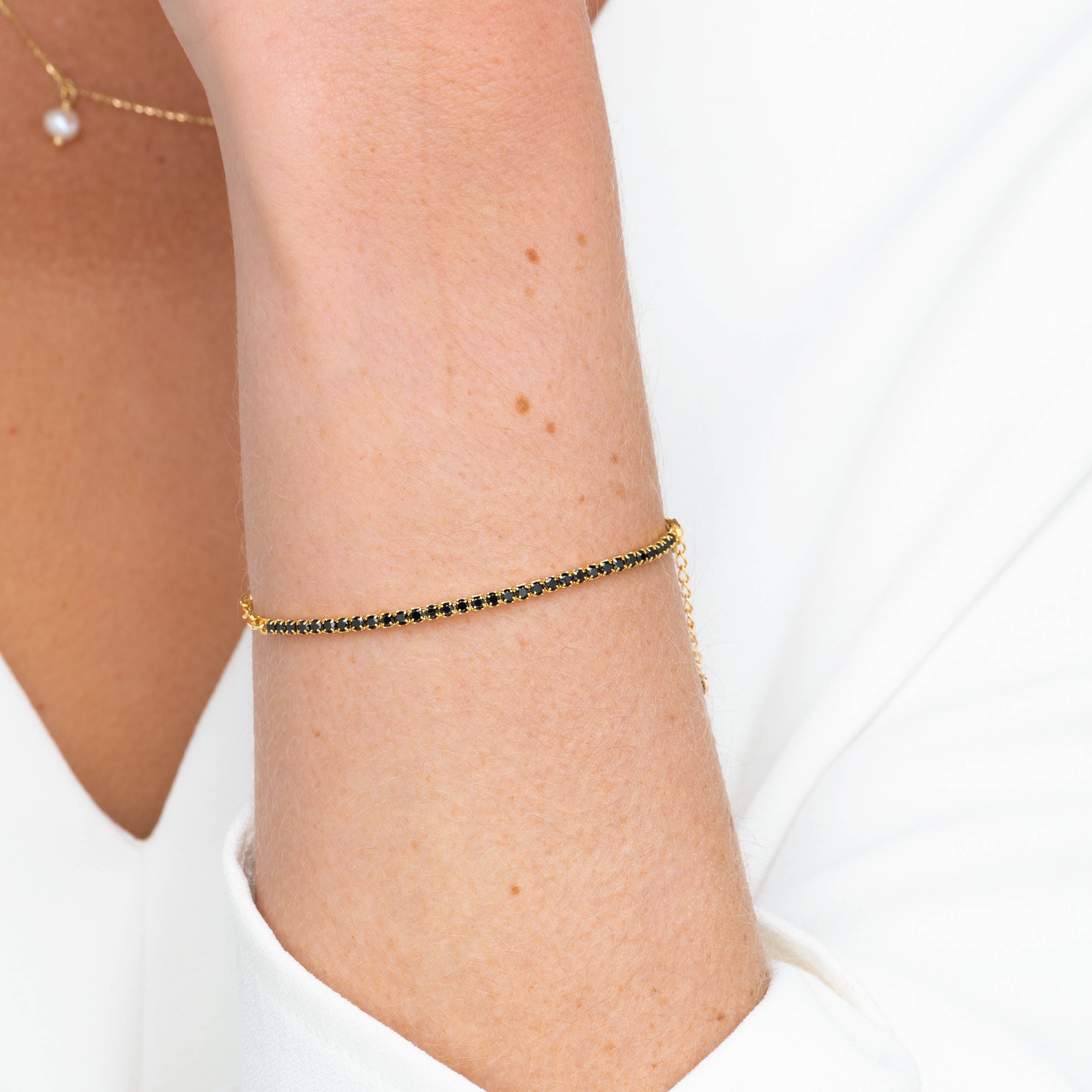 Black Tennis Link Chain Bracelet