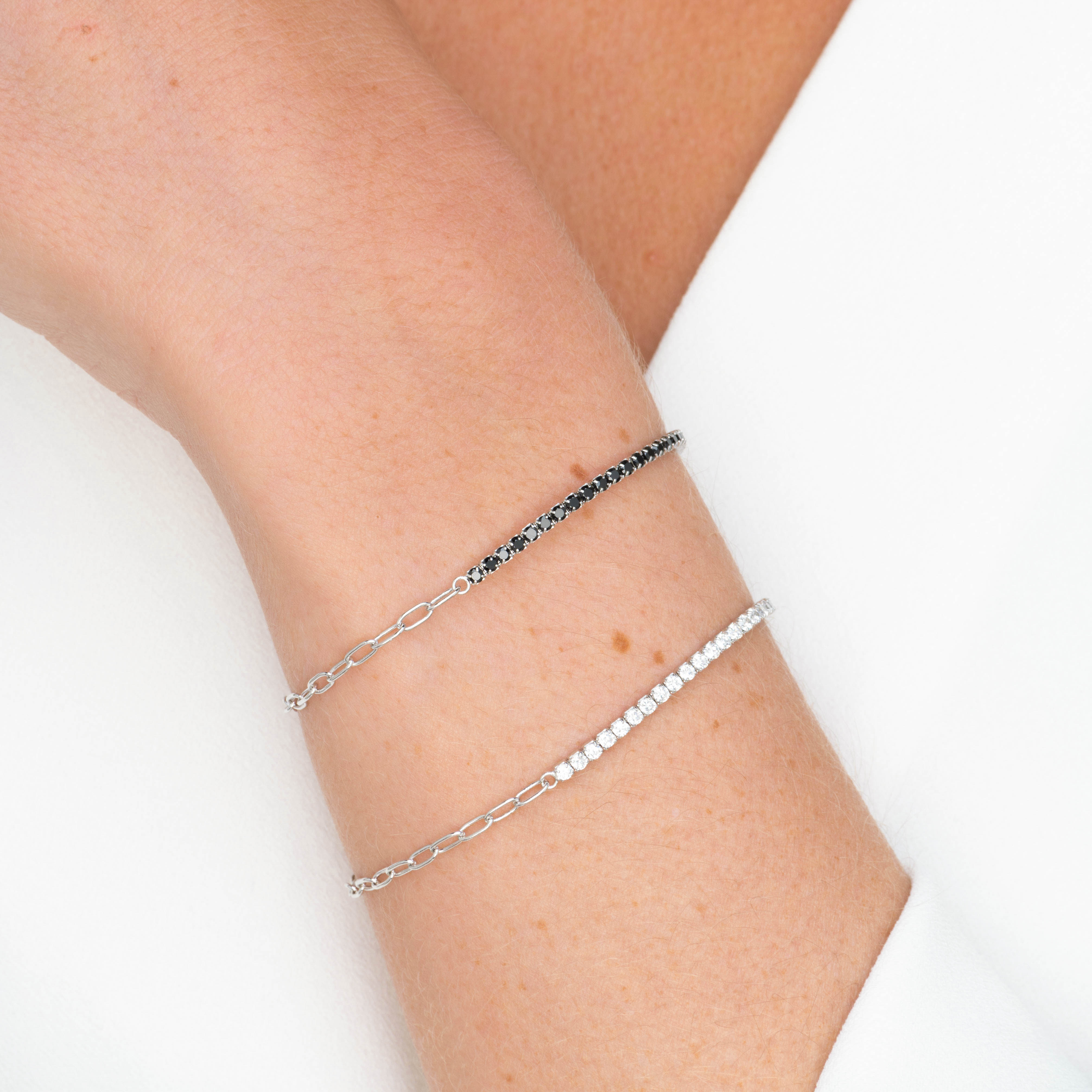 Black Tennis Link Chain Bracelet