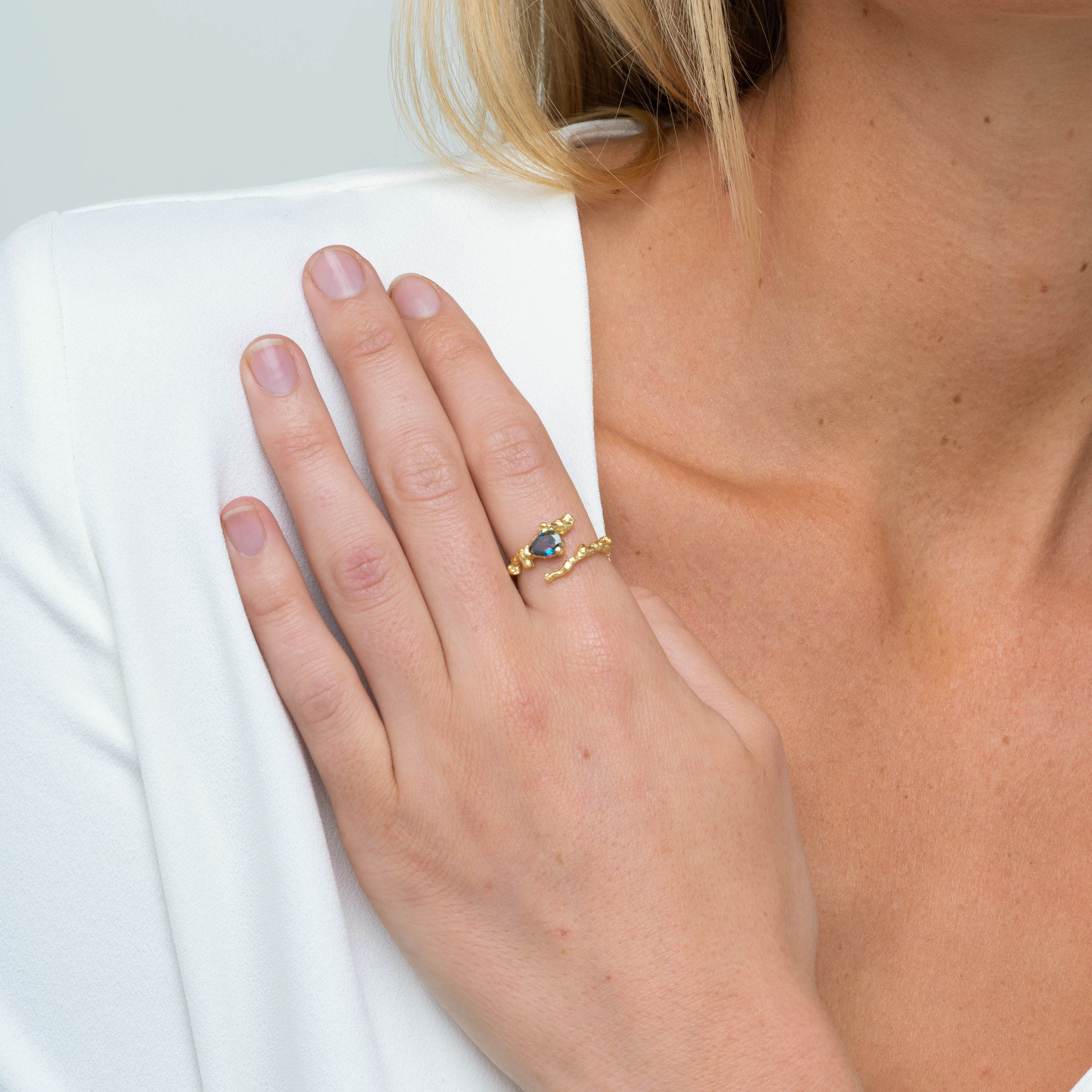 Molten Teardrop Wrap Open Ring