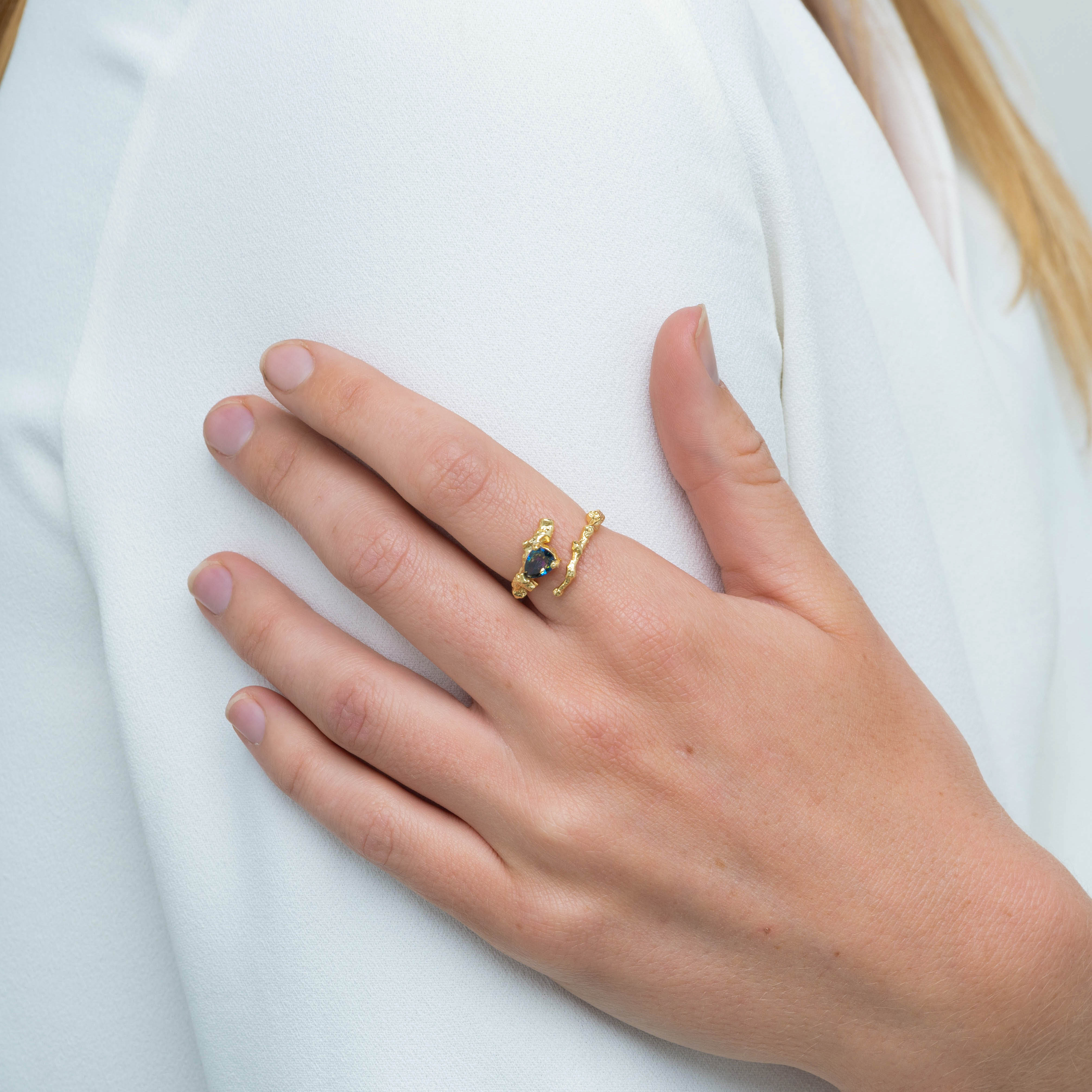 Molten Teardrop Wrap Open Ring