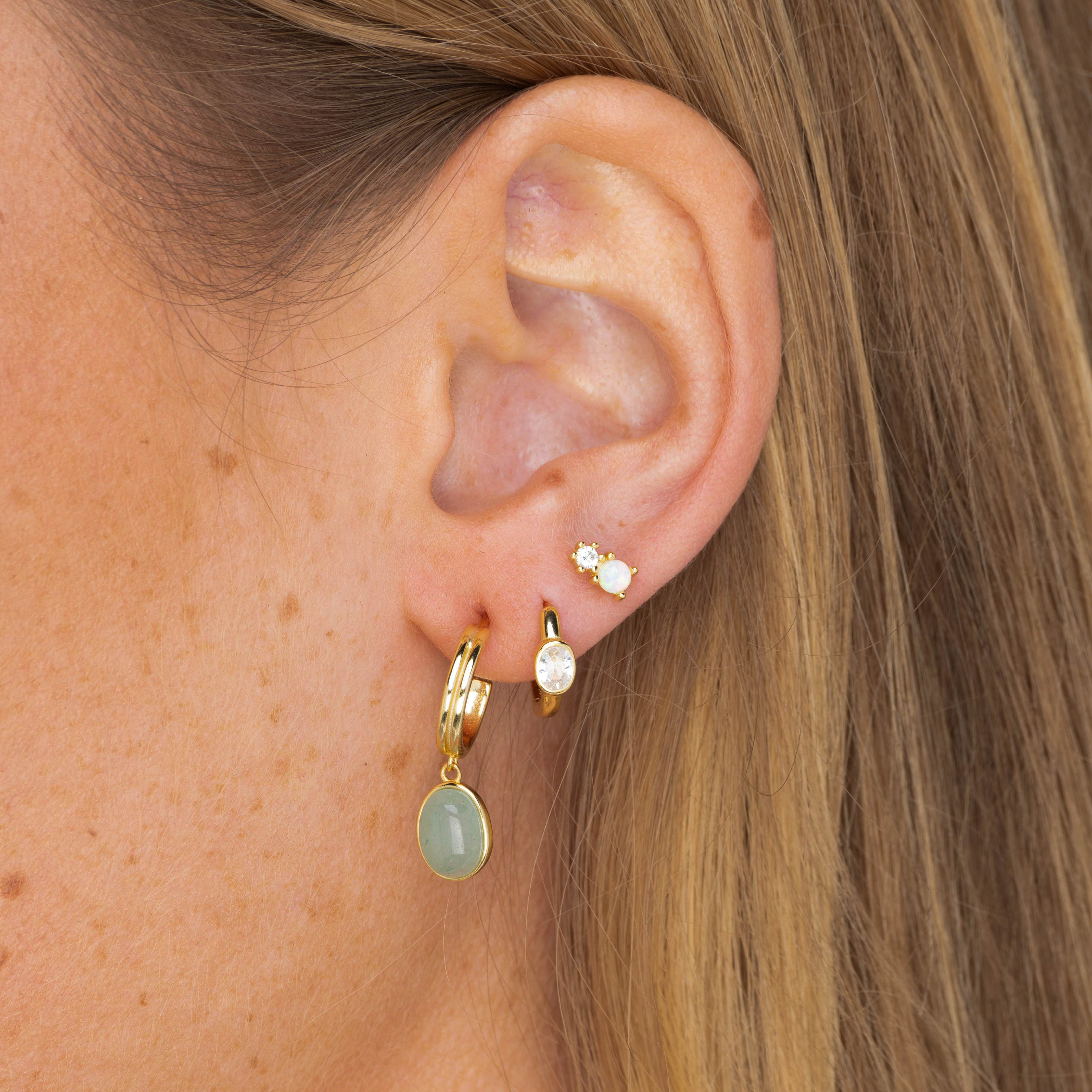 Sage Green Jade Hoop Earrings