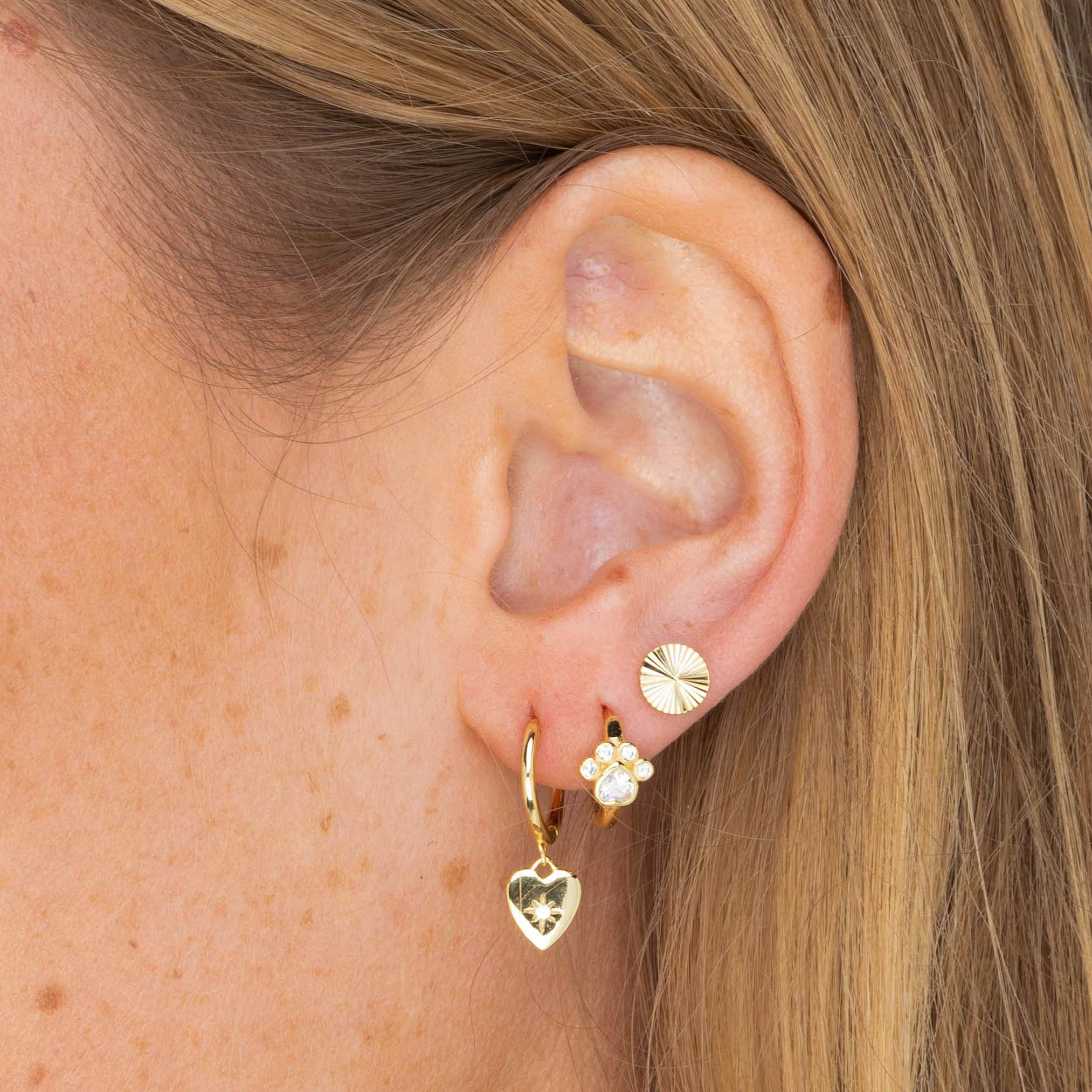Dog Paw Sapphire Huggie Earrings