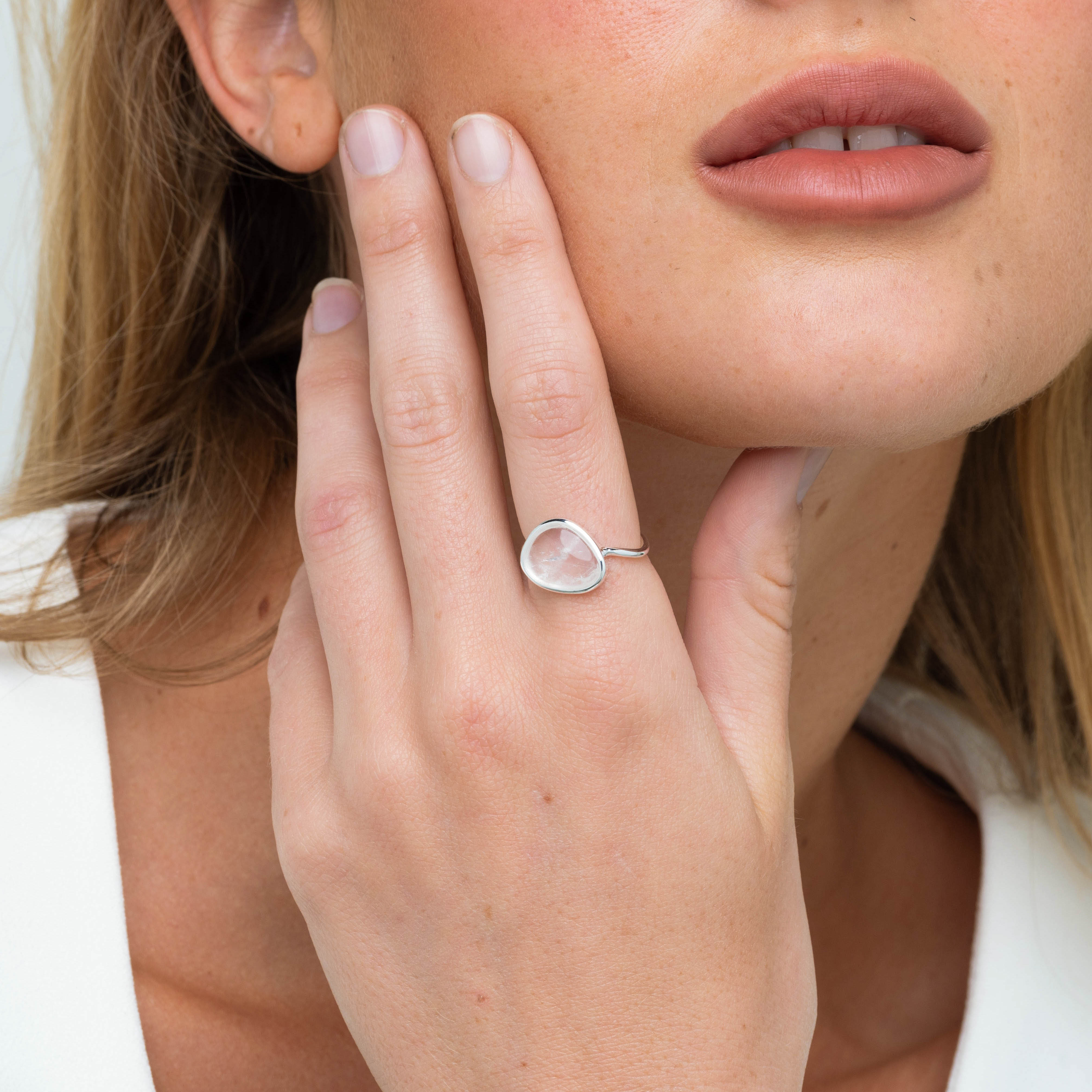 Moonstone Oval Statement Open Ring