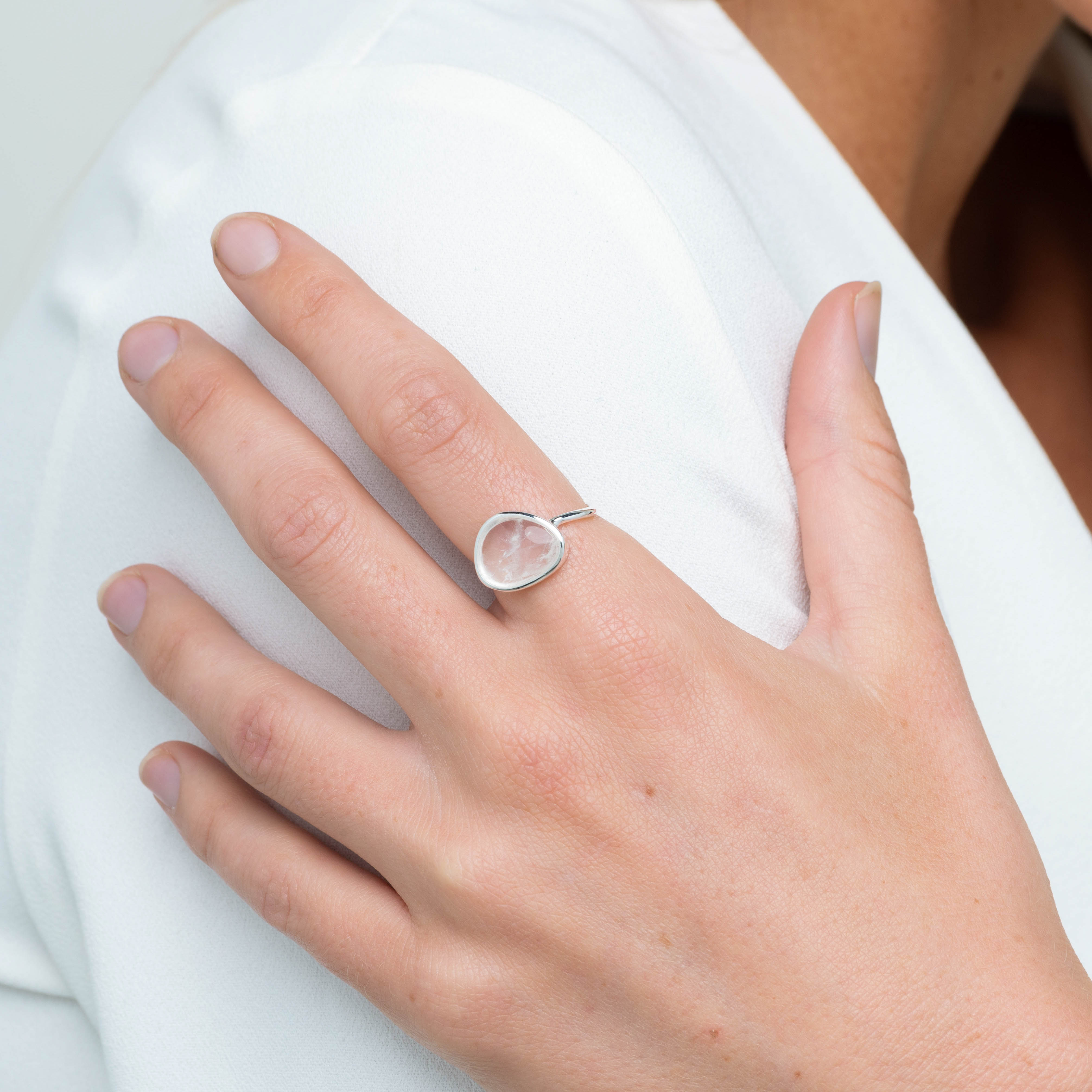 Moonstone Oval Statement Open Ring