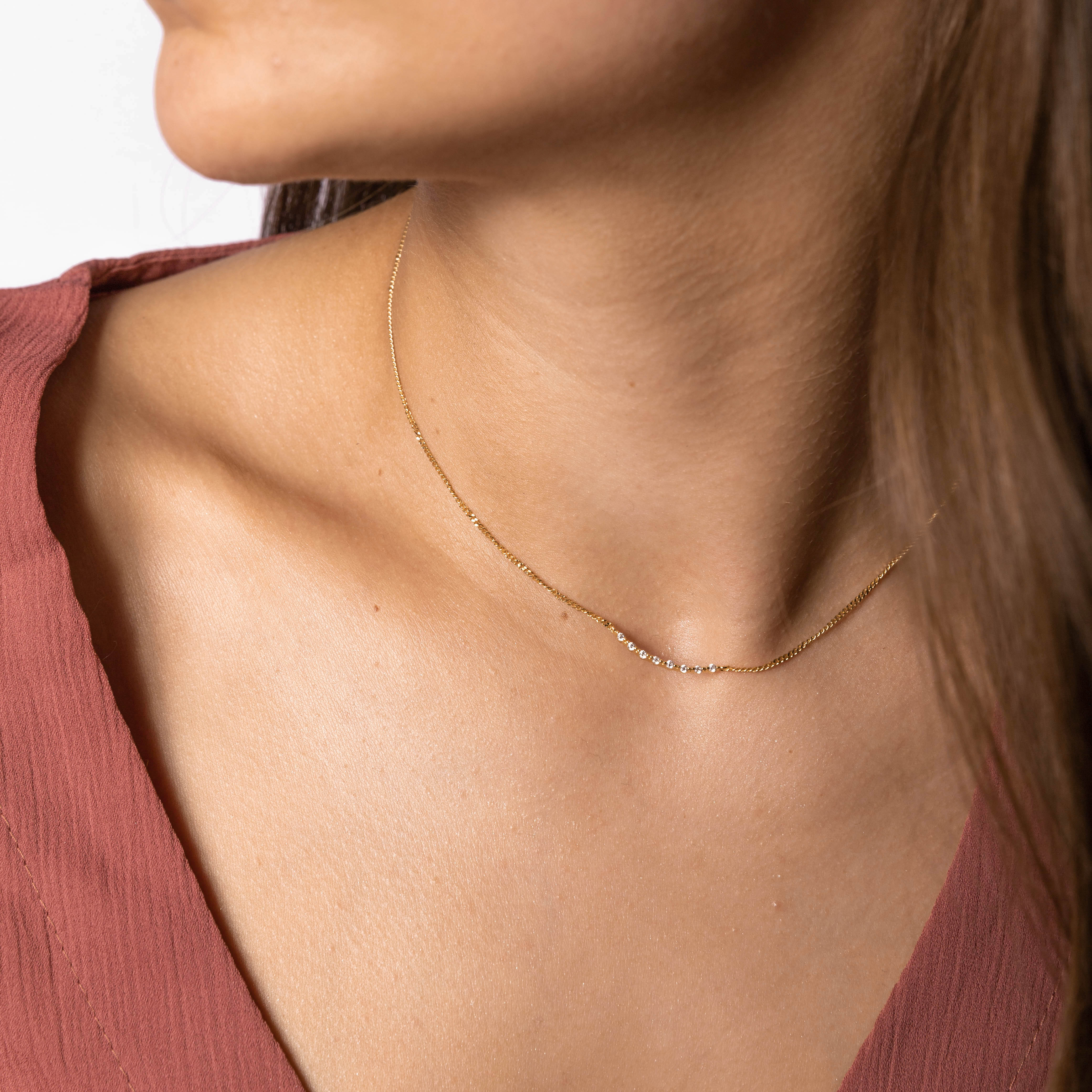 Curved Sapphire Bar Necklace