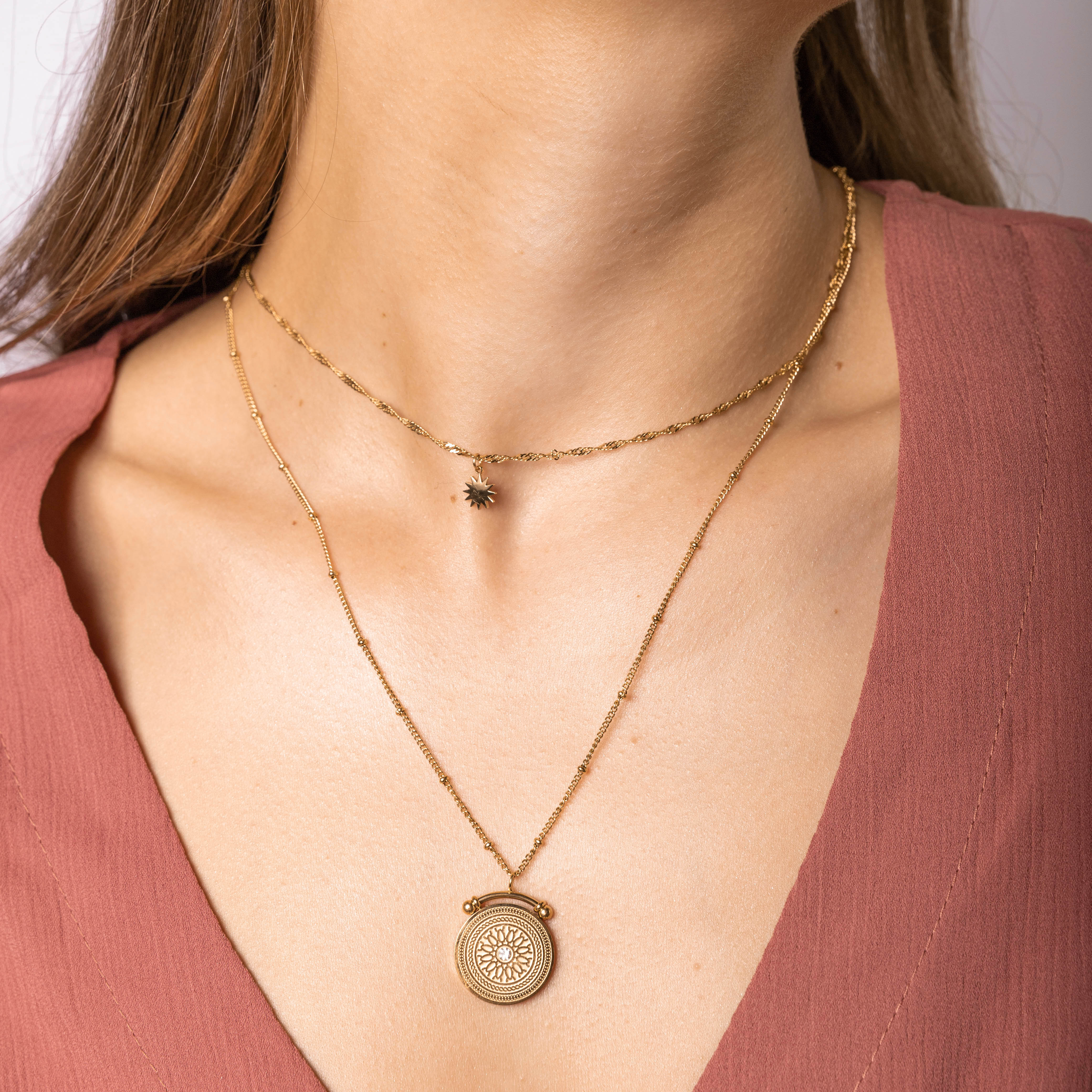 Boho Disk Layering Necklace