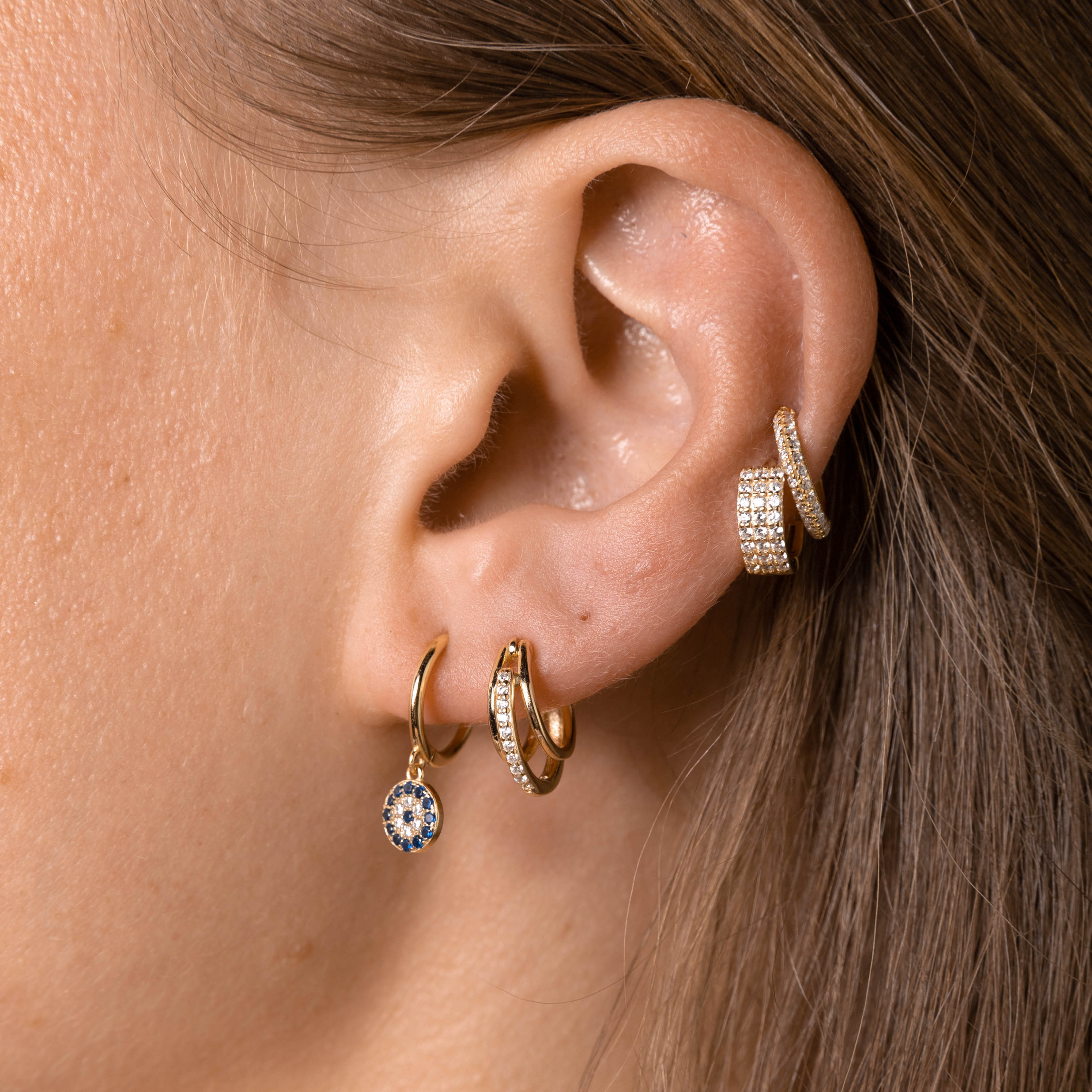 Evil Eye Pave Hoops