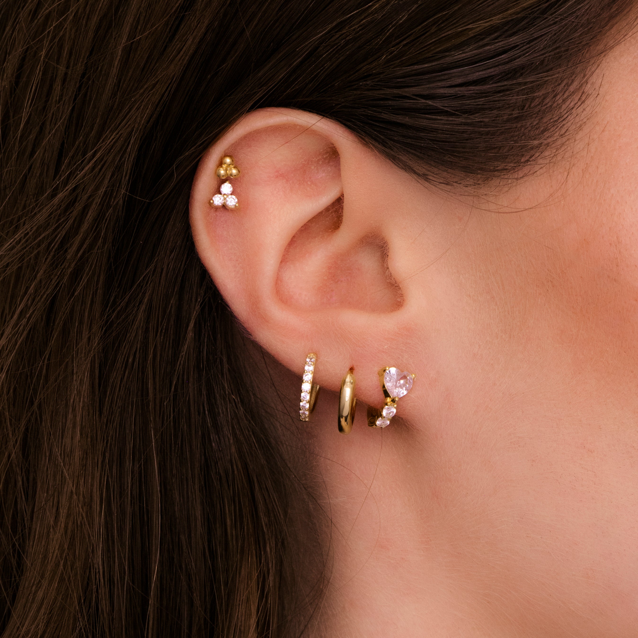 Heart Sapphire Huggie Hoops Earrings
