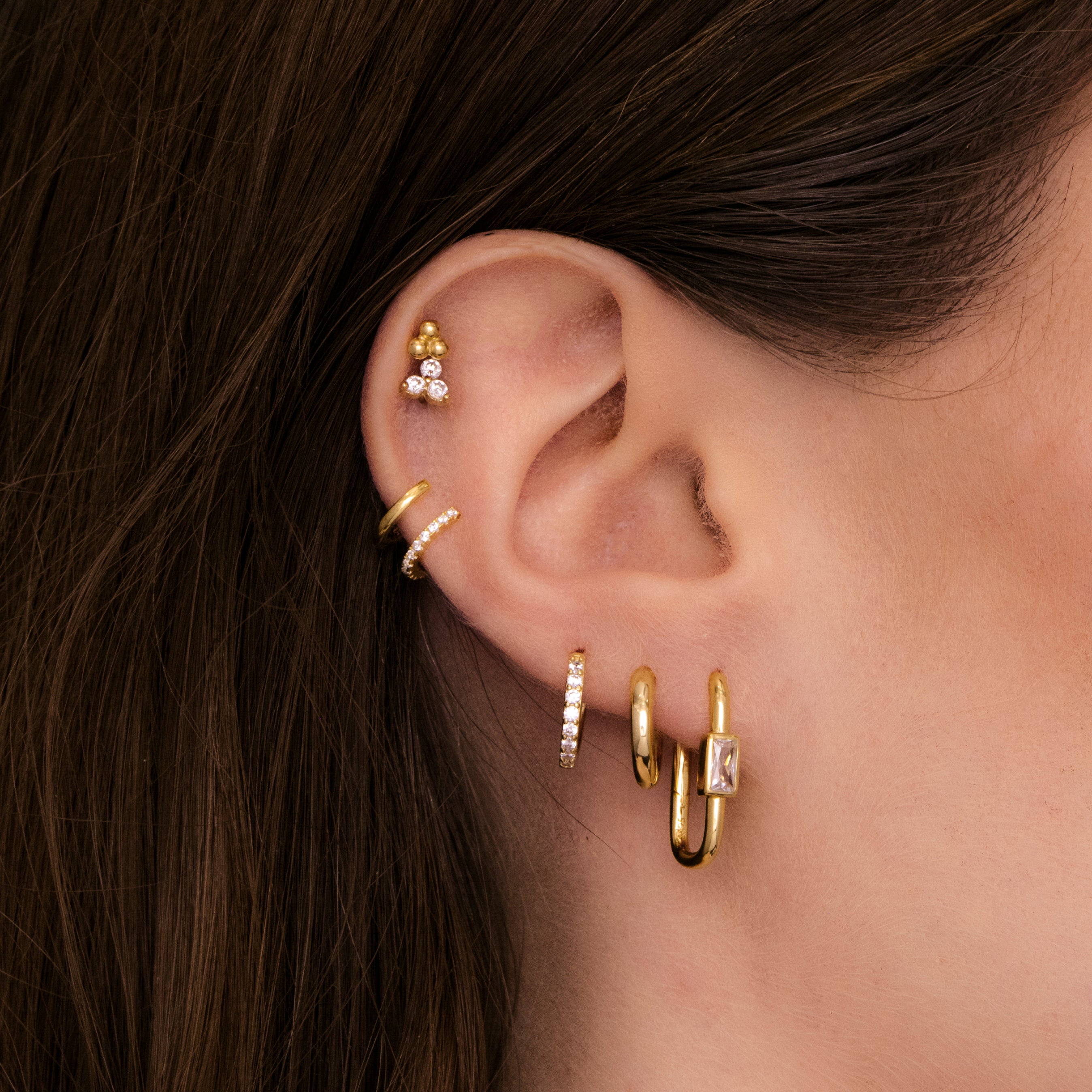 Long Baguette Huggie Hoops Earrings