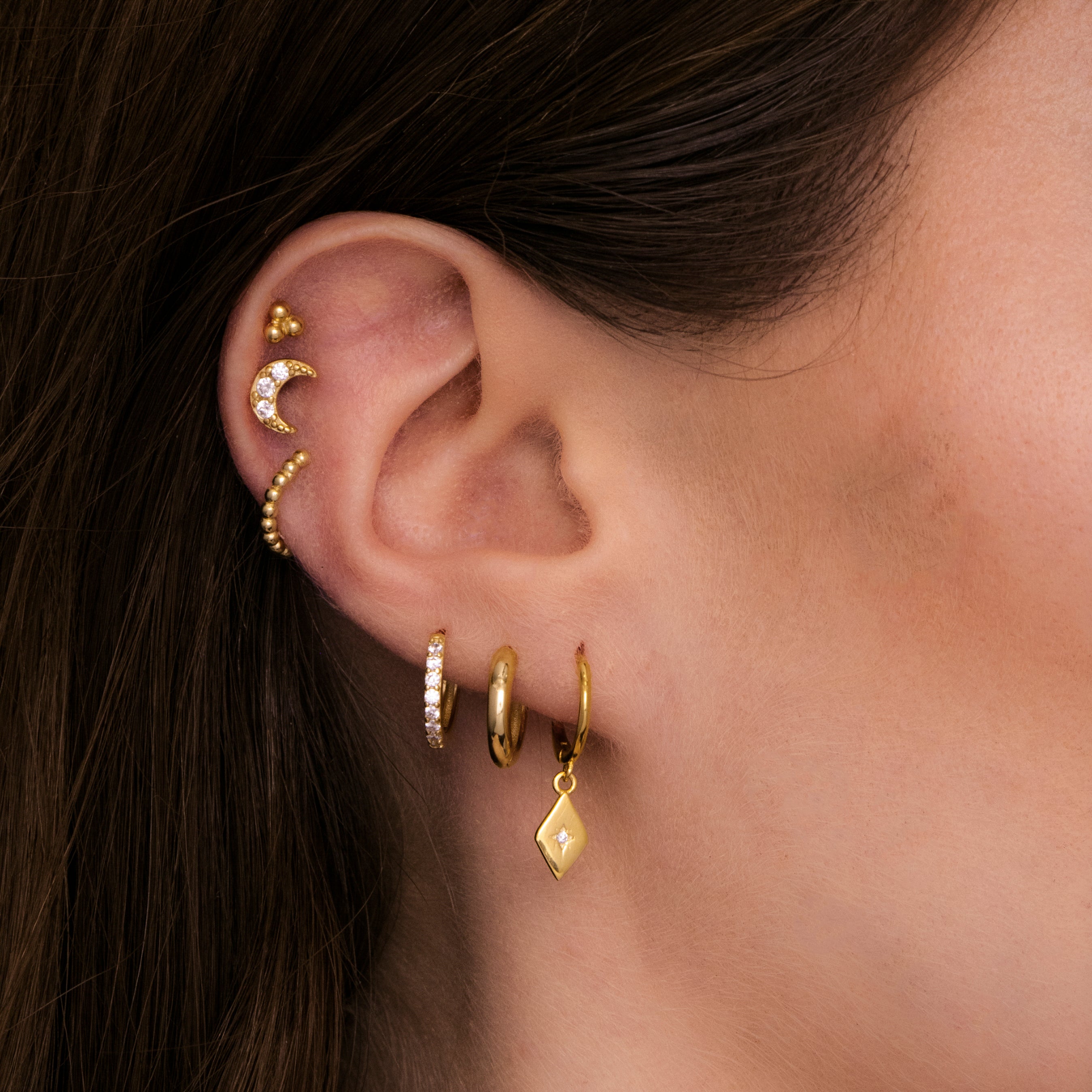Moon Sapphire Barbell Stud Cartilage Earrings