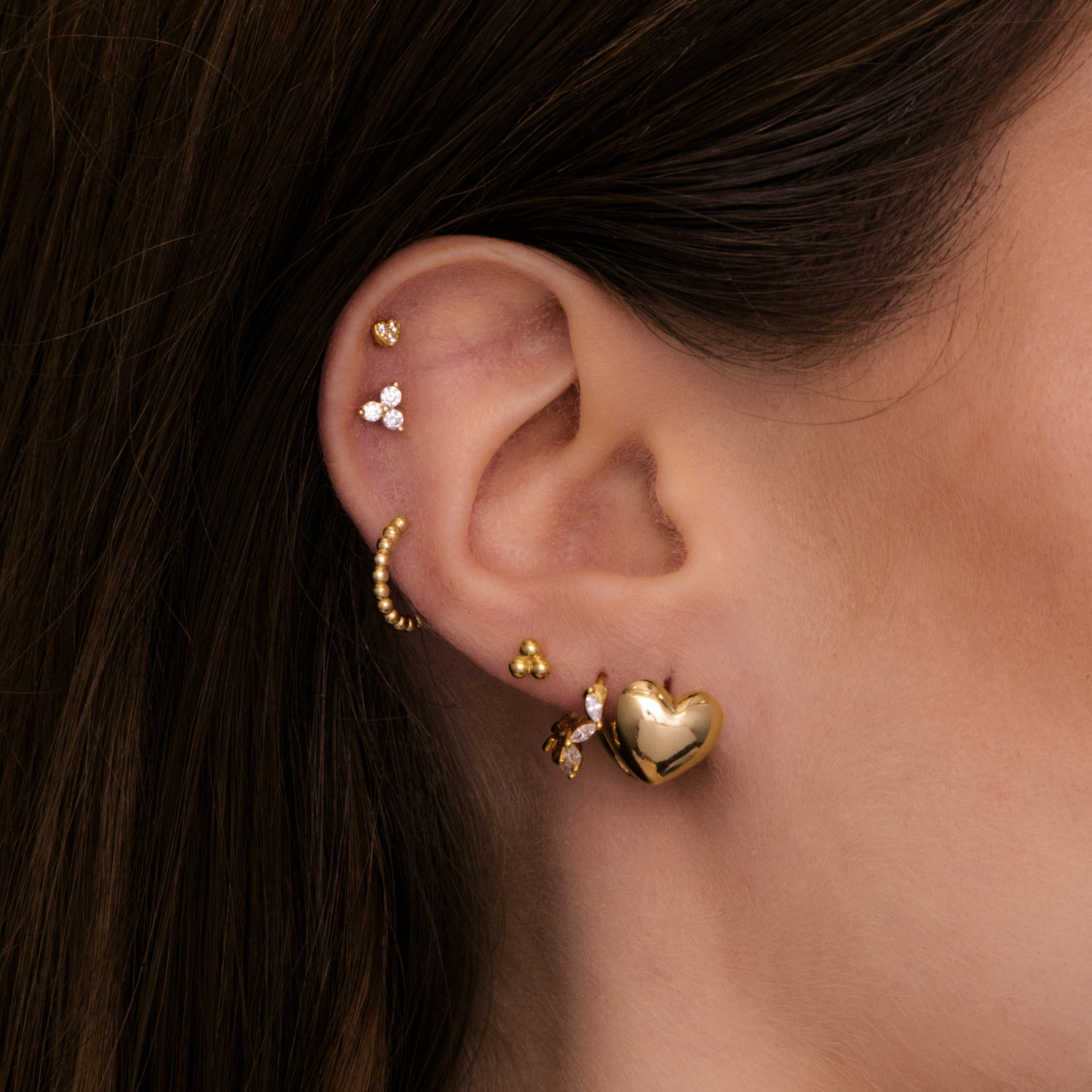 Heart Dome Huggie Earrings