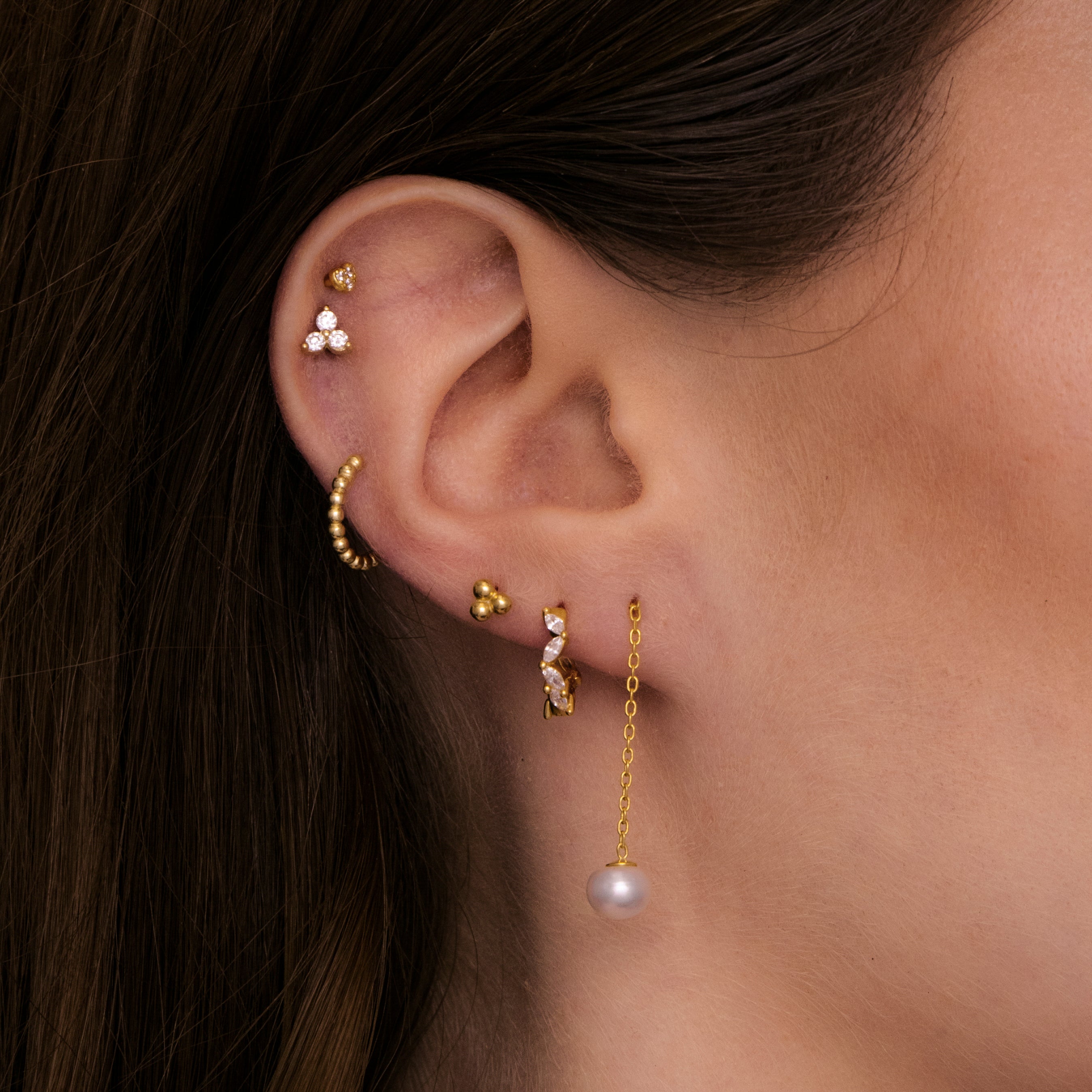 Pearl Threader Chain Earrings