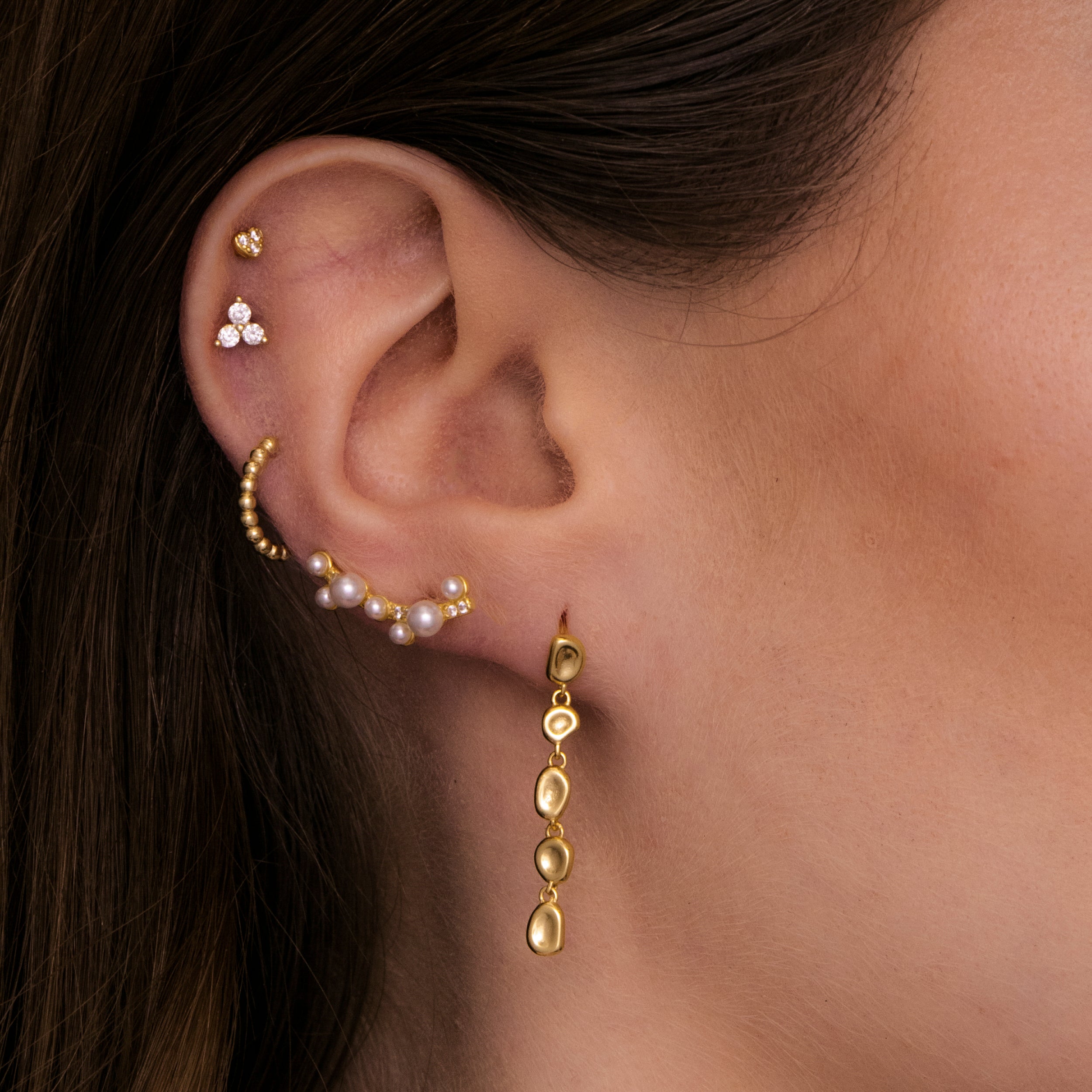 Pearl Climber Hook Earrings