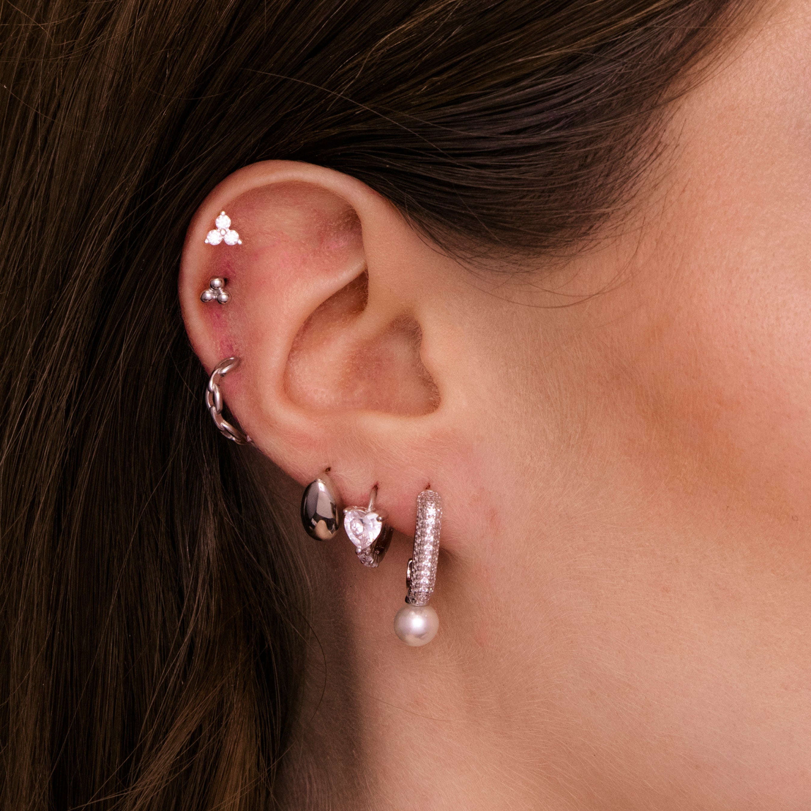 Pearl C Shaped Huggie Earrings