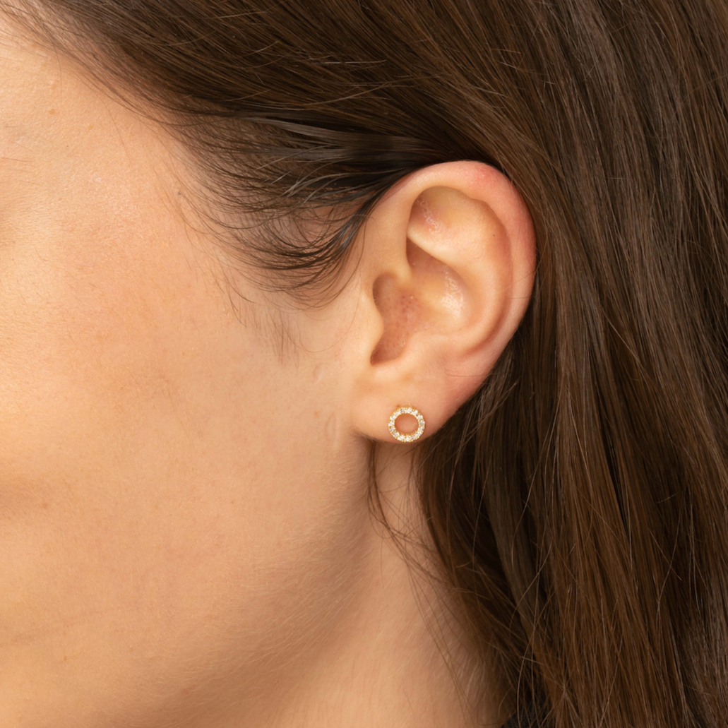 Circle Sapphire Stud Earrings