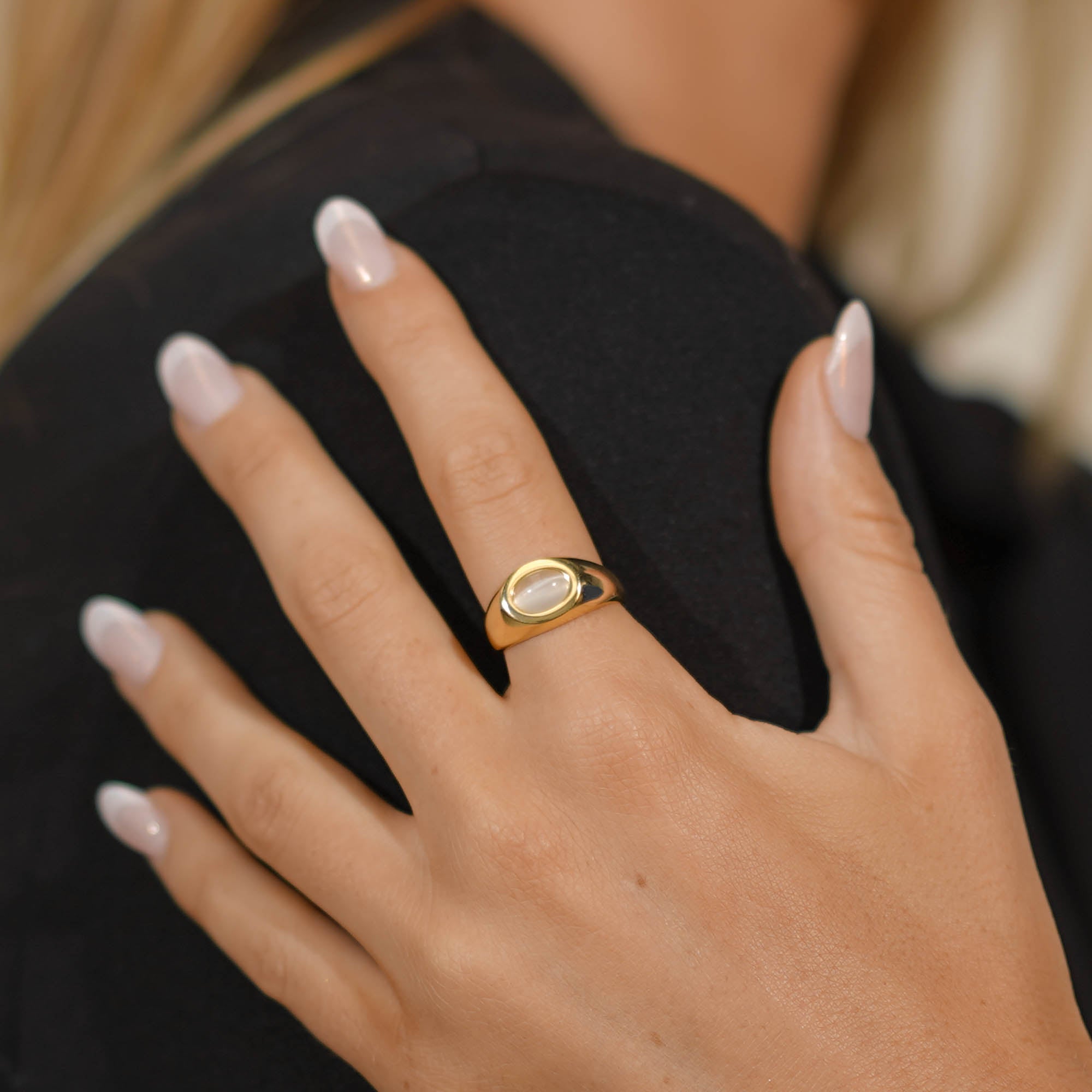 Moonstone Signet Dome Open Ring