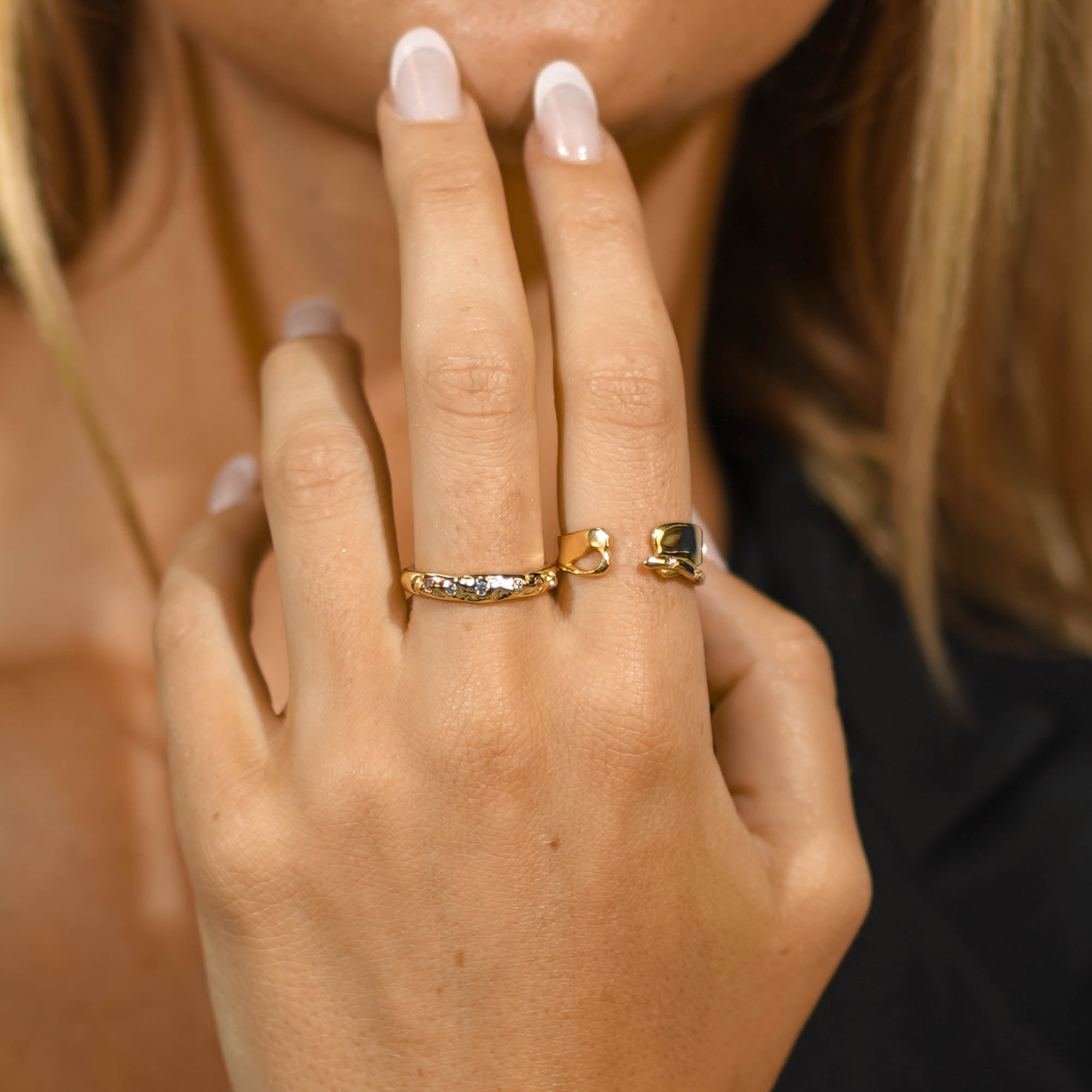 Molten Sapphire Statement Open Ring