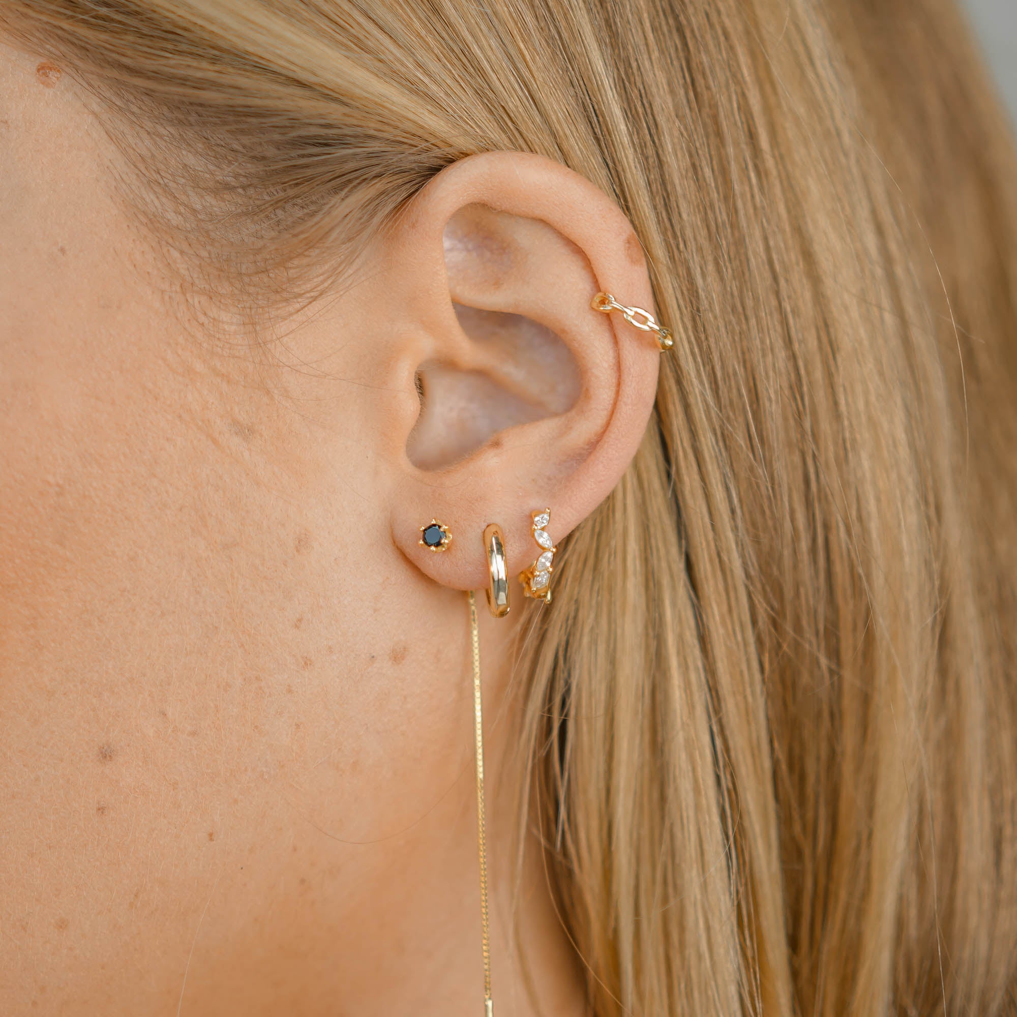 Black Sapphire Threader Earrings