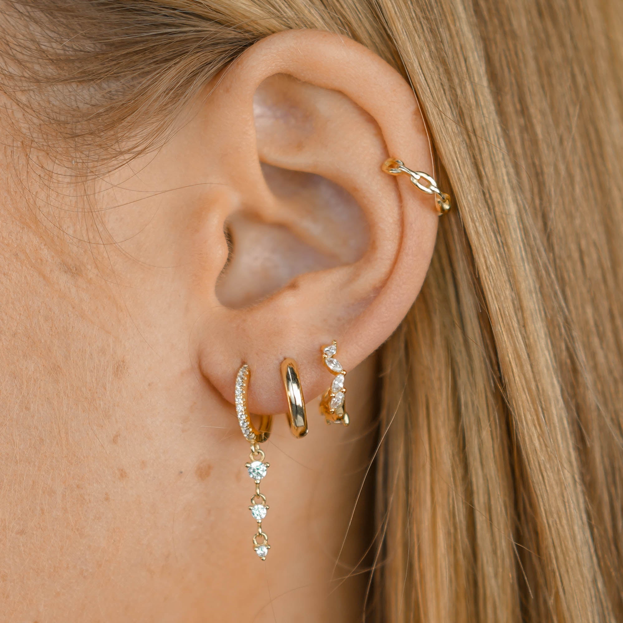 Marquise Sapphire Huggie Earrings