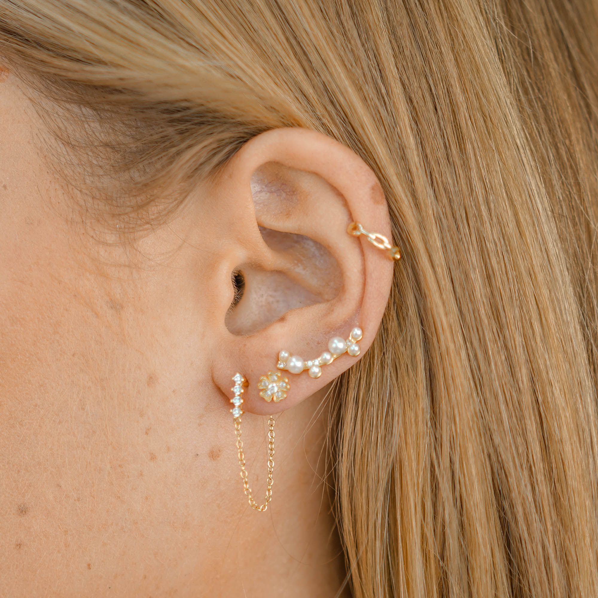 Bar Sapphire Dangle Chain Earrings