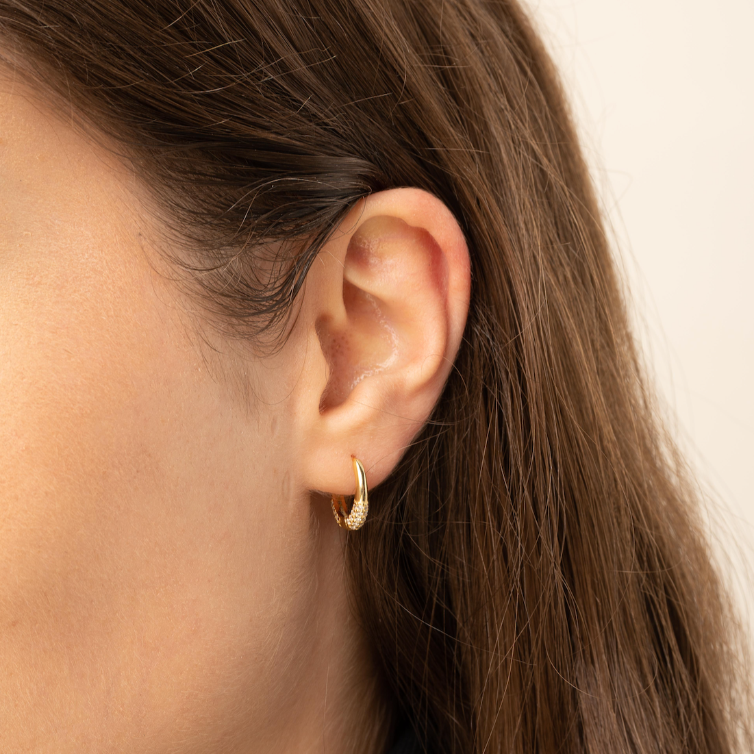 Half Sapphire Huggie Earrings