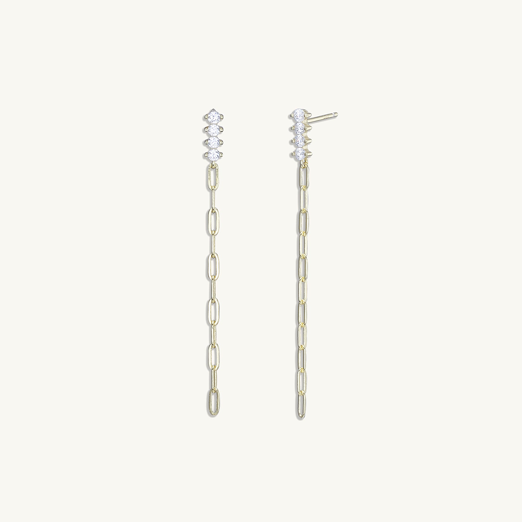 Sapphire Bar Chain Earrings