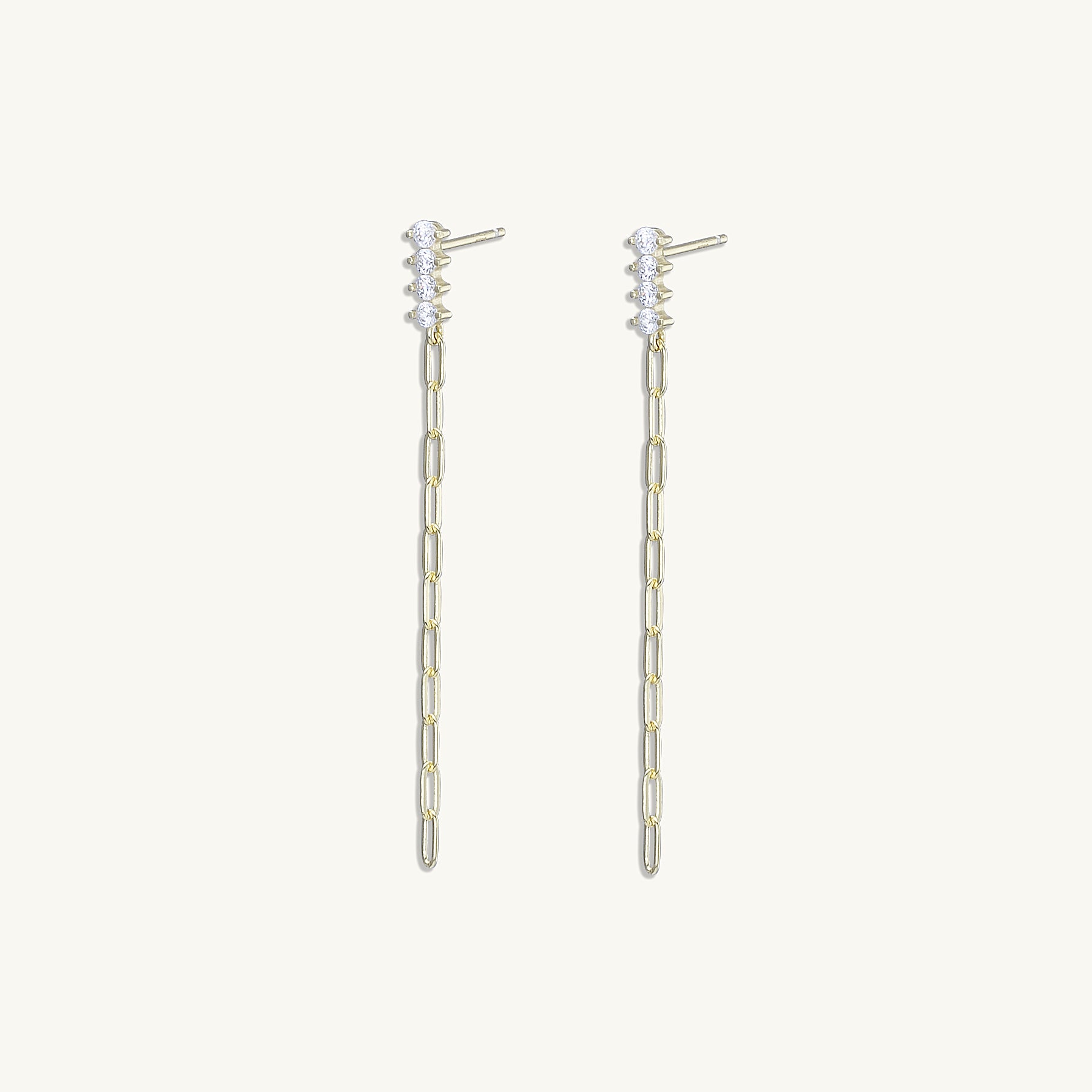 Sapphire Bar Chain Earrings