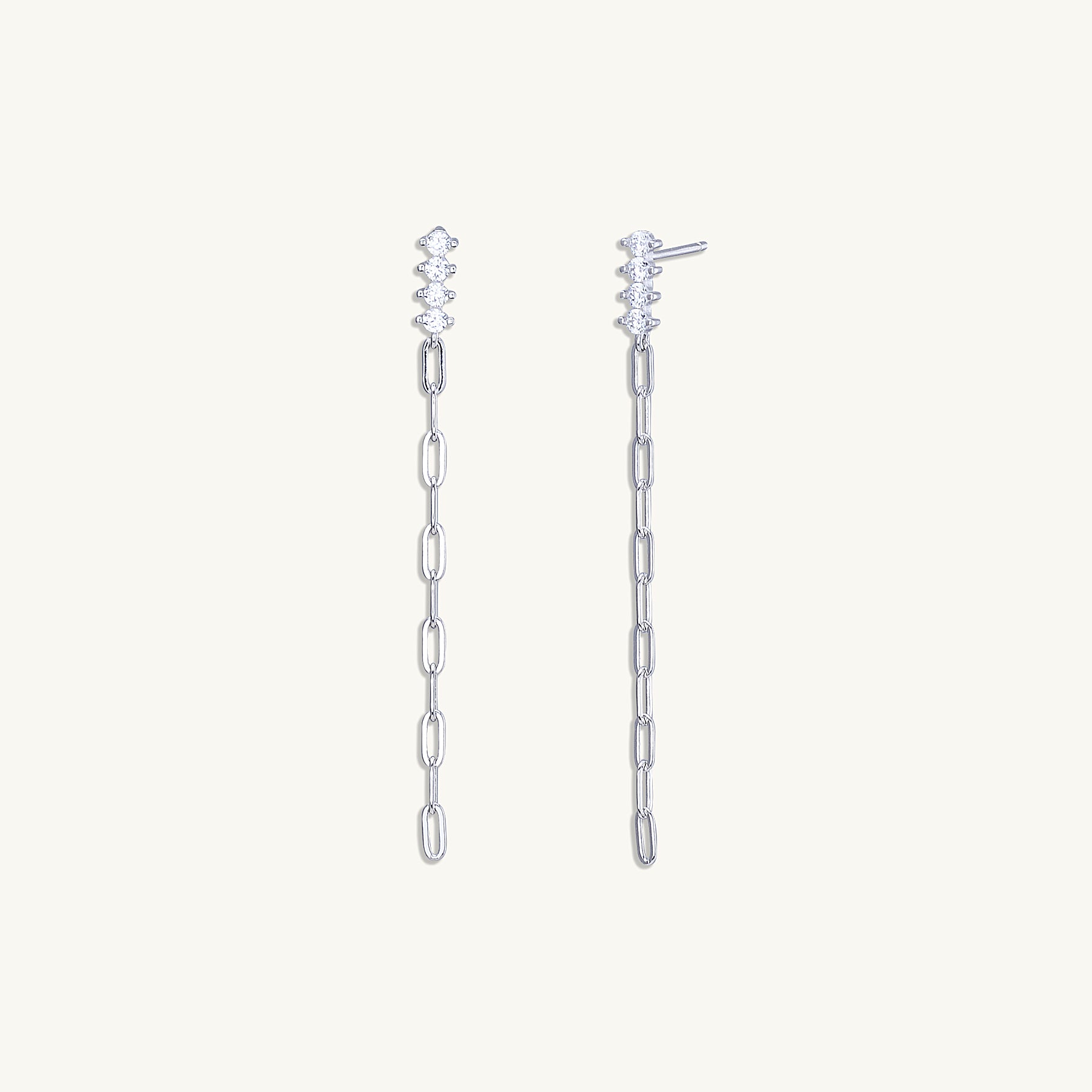 Sapphire Bar Chain Earrings