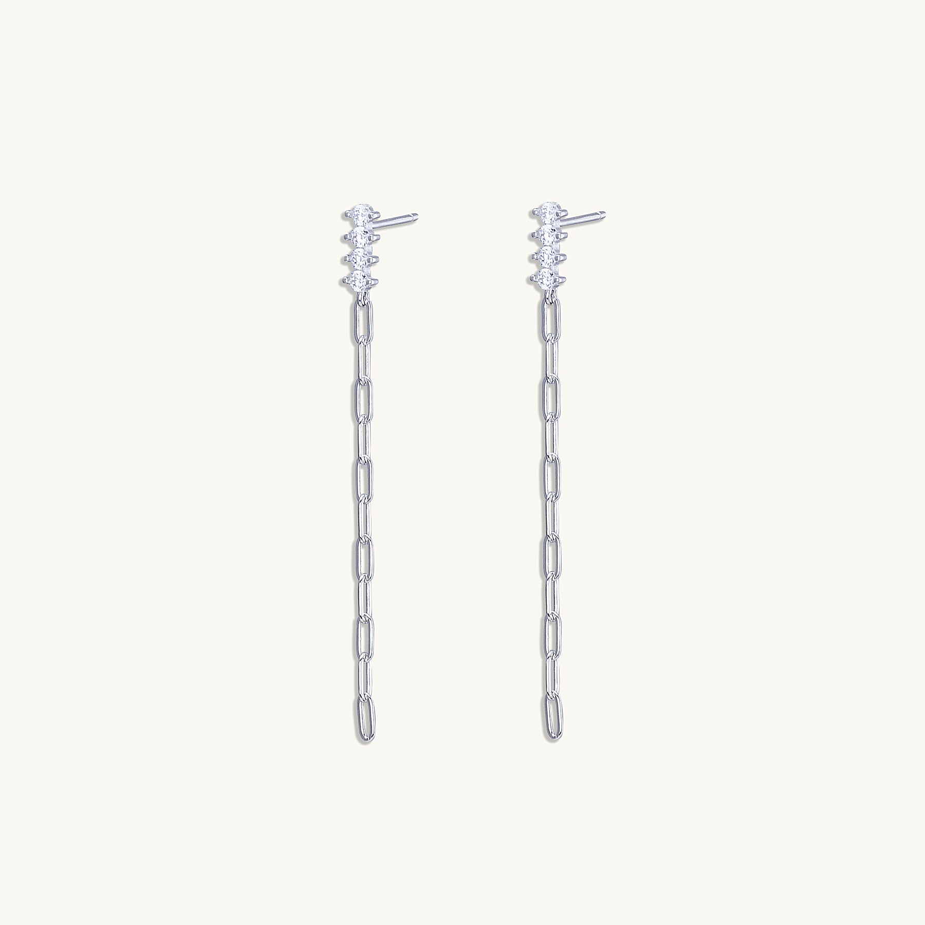 Sapphire Bar Chain Earrings