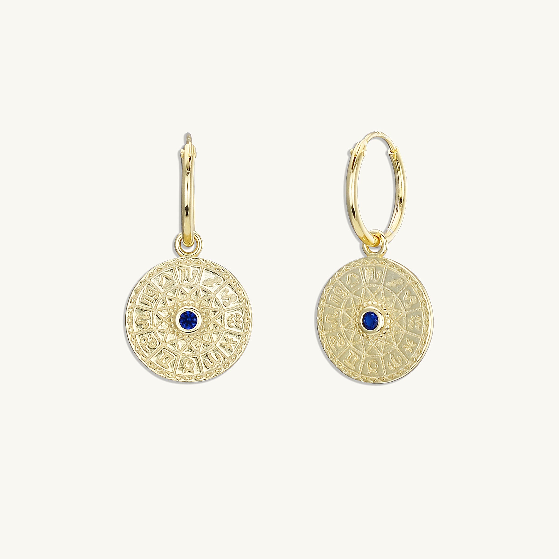 Star Sign Medallion Hoop Earrings