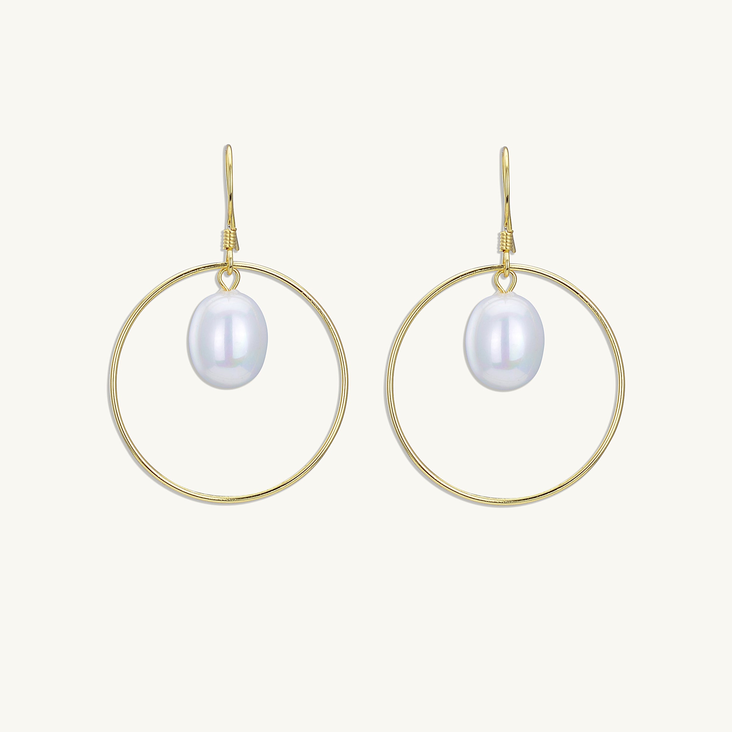 Freshwater Pearl Circular Drop Earrings
