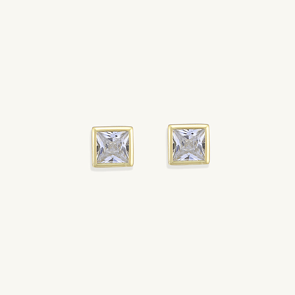 Square Cubic Zirconia Studs