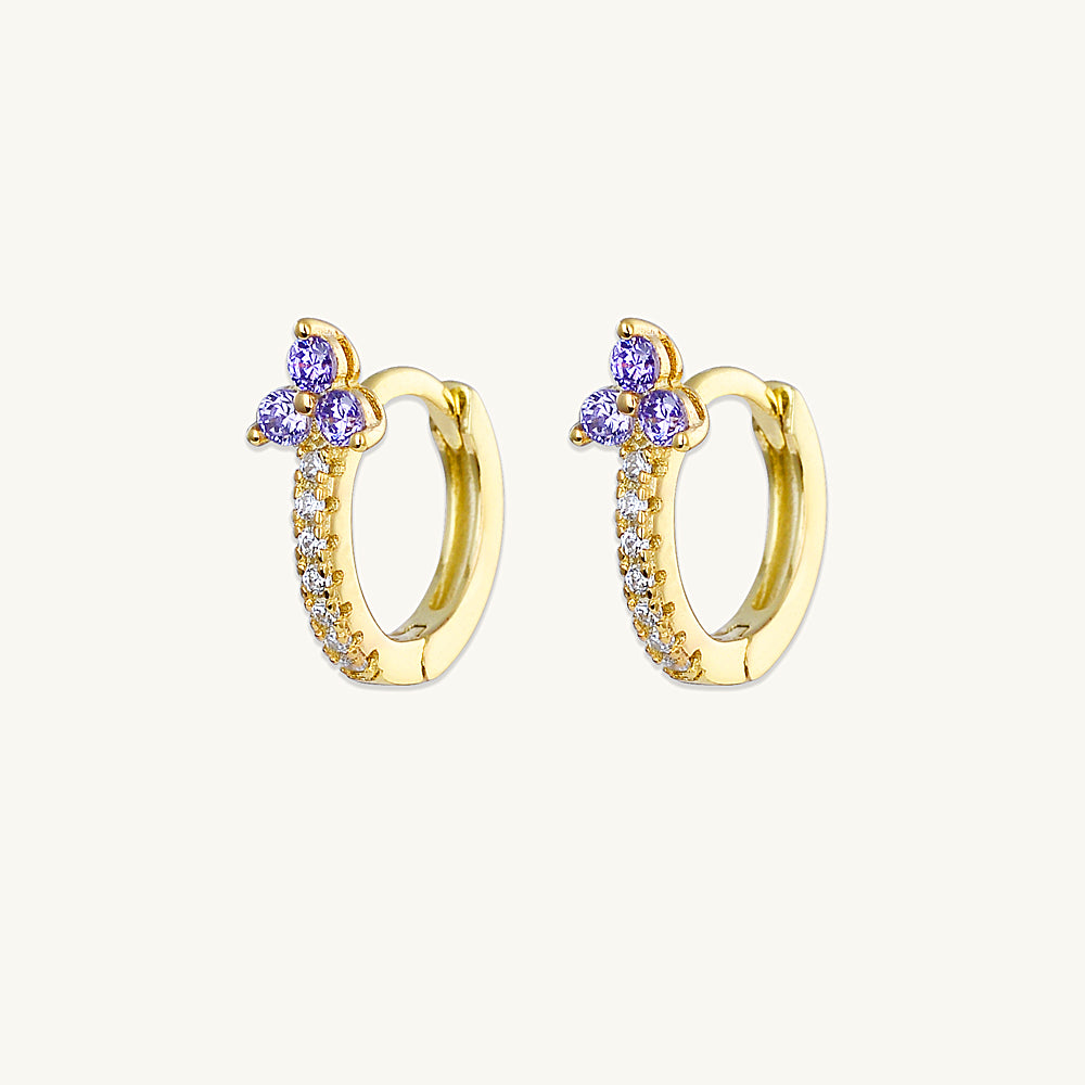 Purple Lotus Sapphire Hoop Earrings