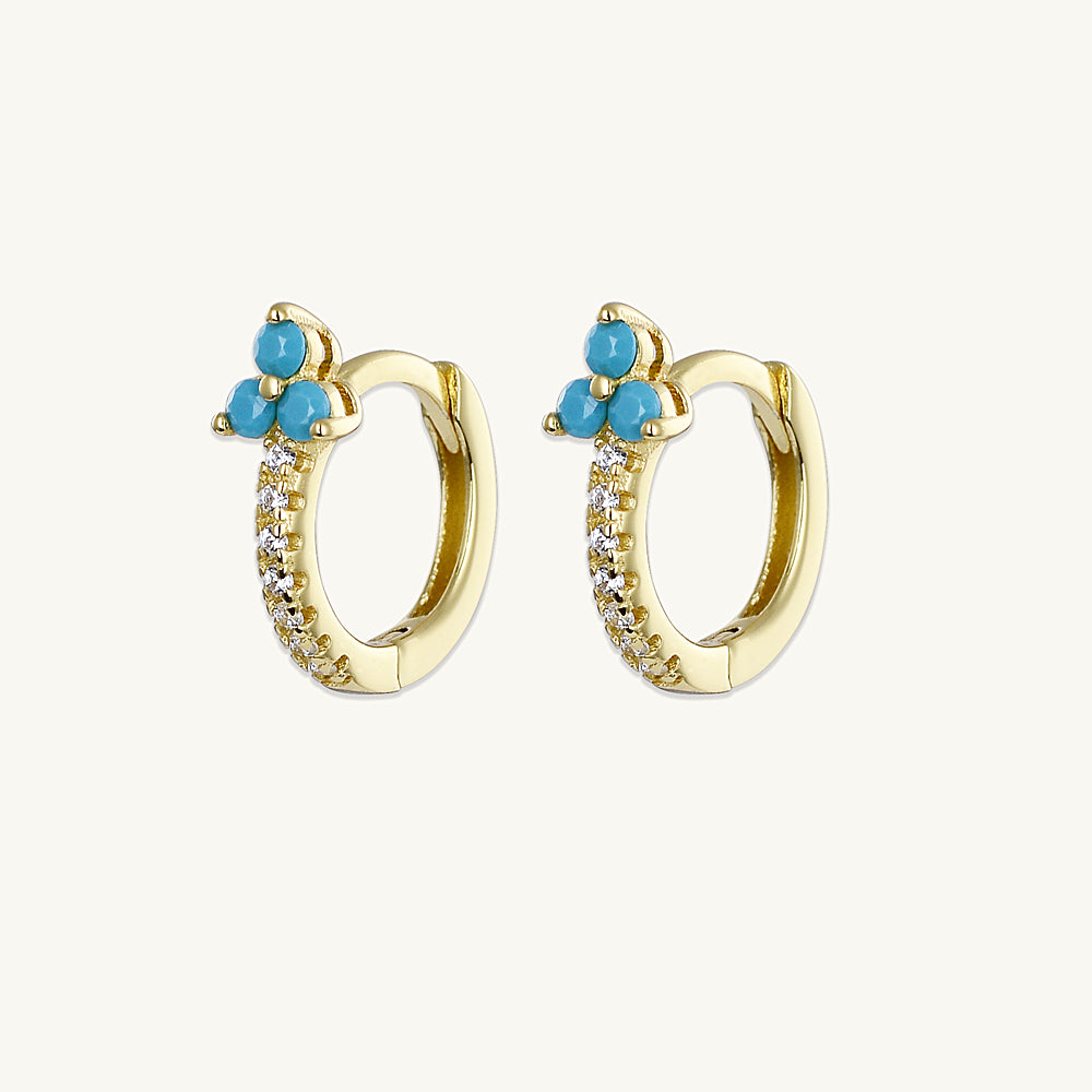 Turquoise Lotus Sapphire Hoop Earrings