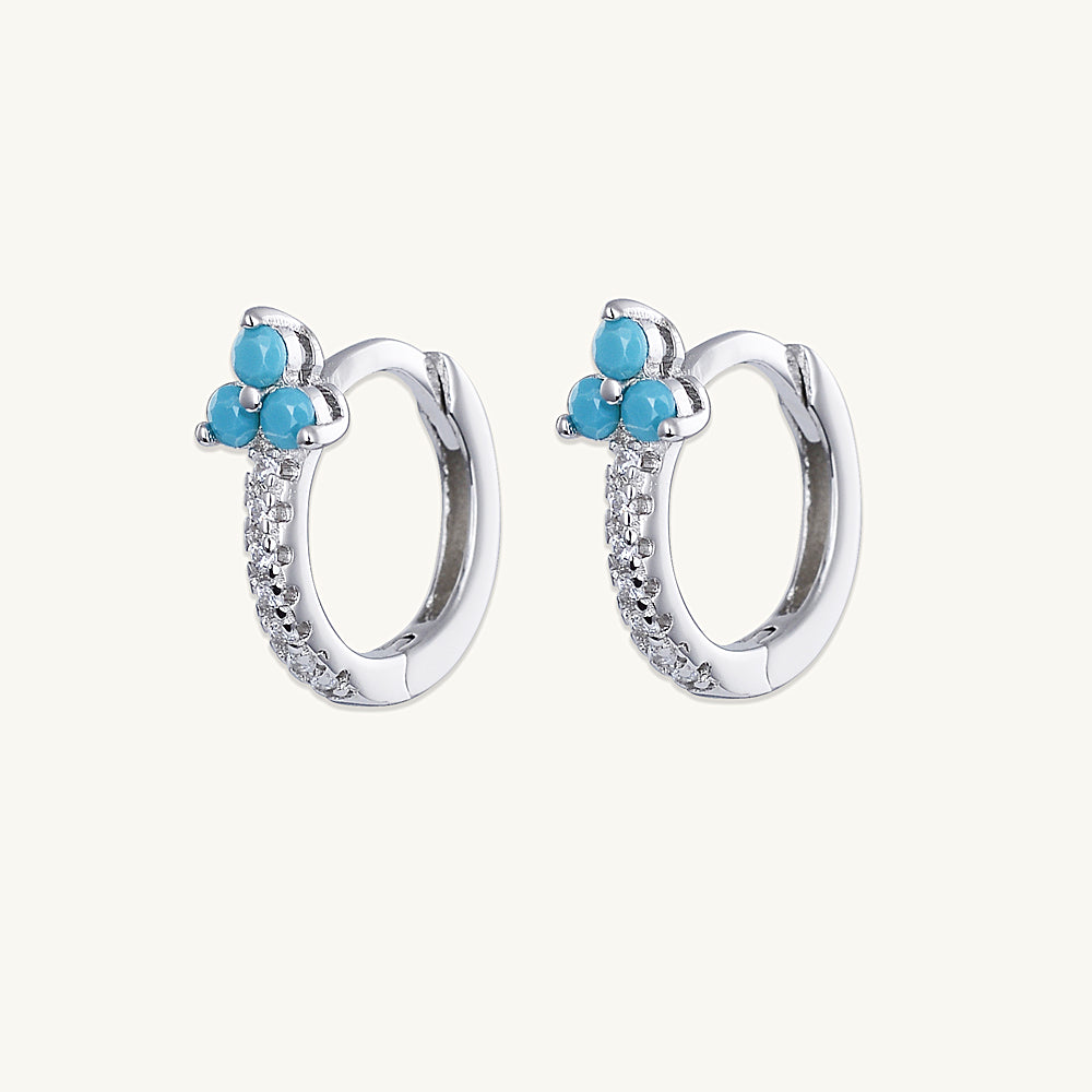 Turquoise Lotus Sapphire Hoop Earrings