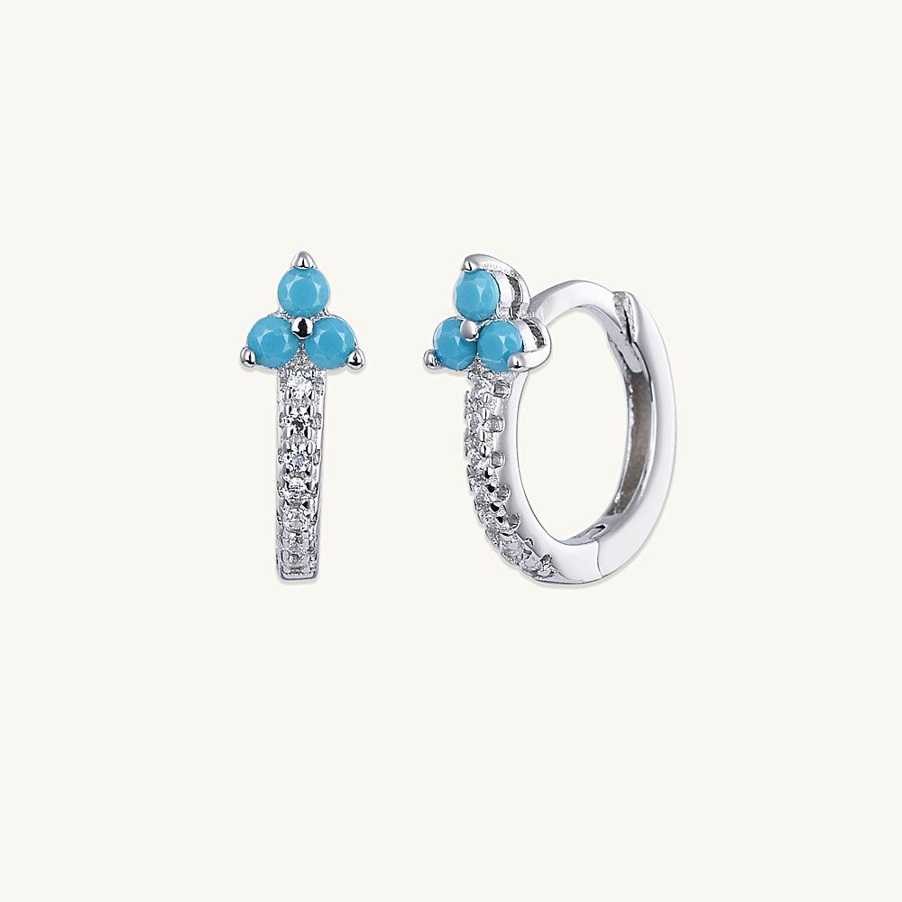 Turquoise Lotus Sapphire Hoop Earrings