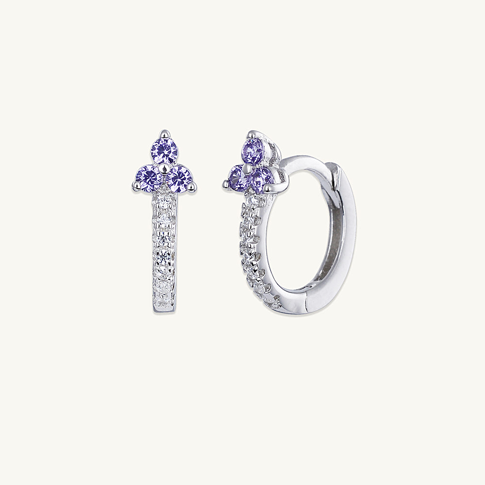 Purple Lotus Sapphire Hoop Earrings