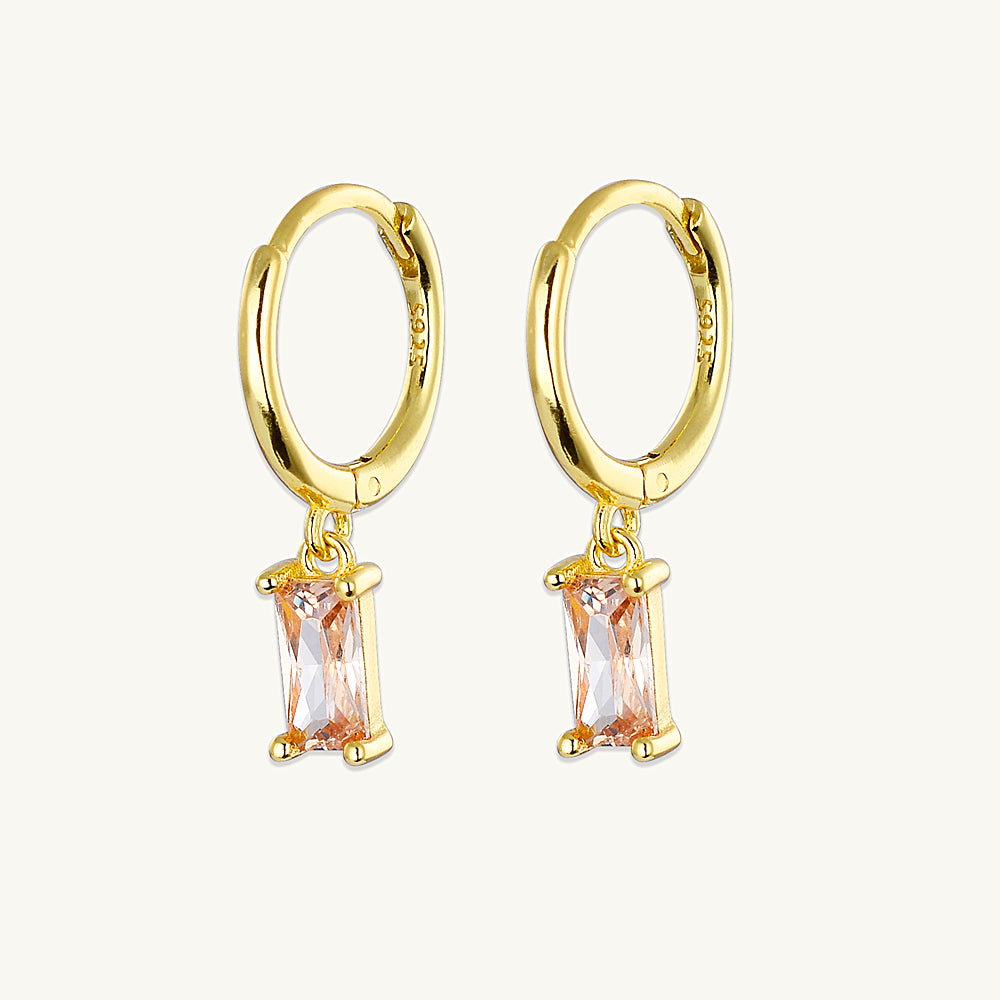 Champagne Baguette Hoop Earrings