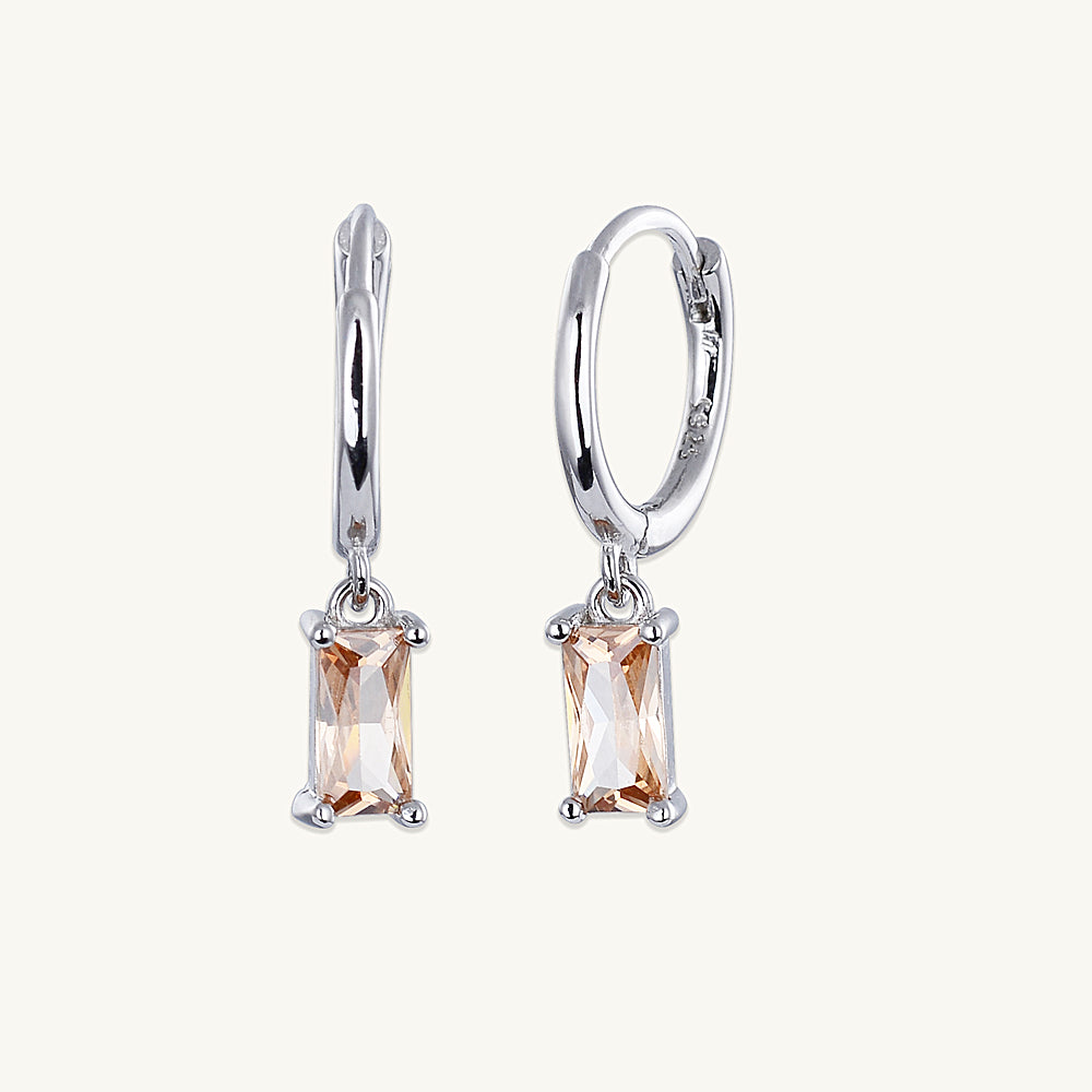 Champagne Baguette Hoop Earrings