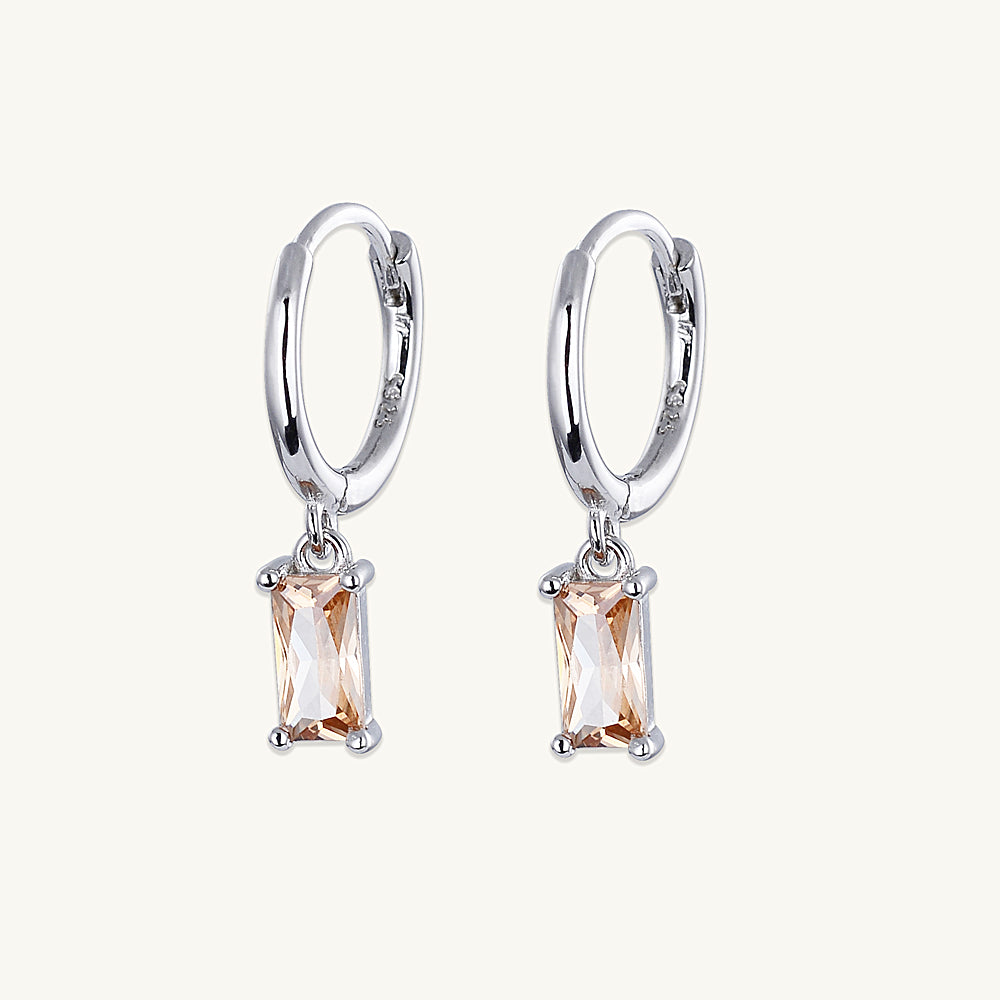 Champagne Baguette Hoop Earrings