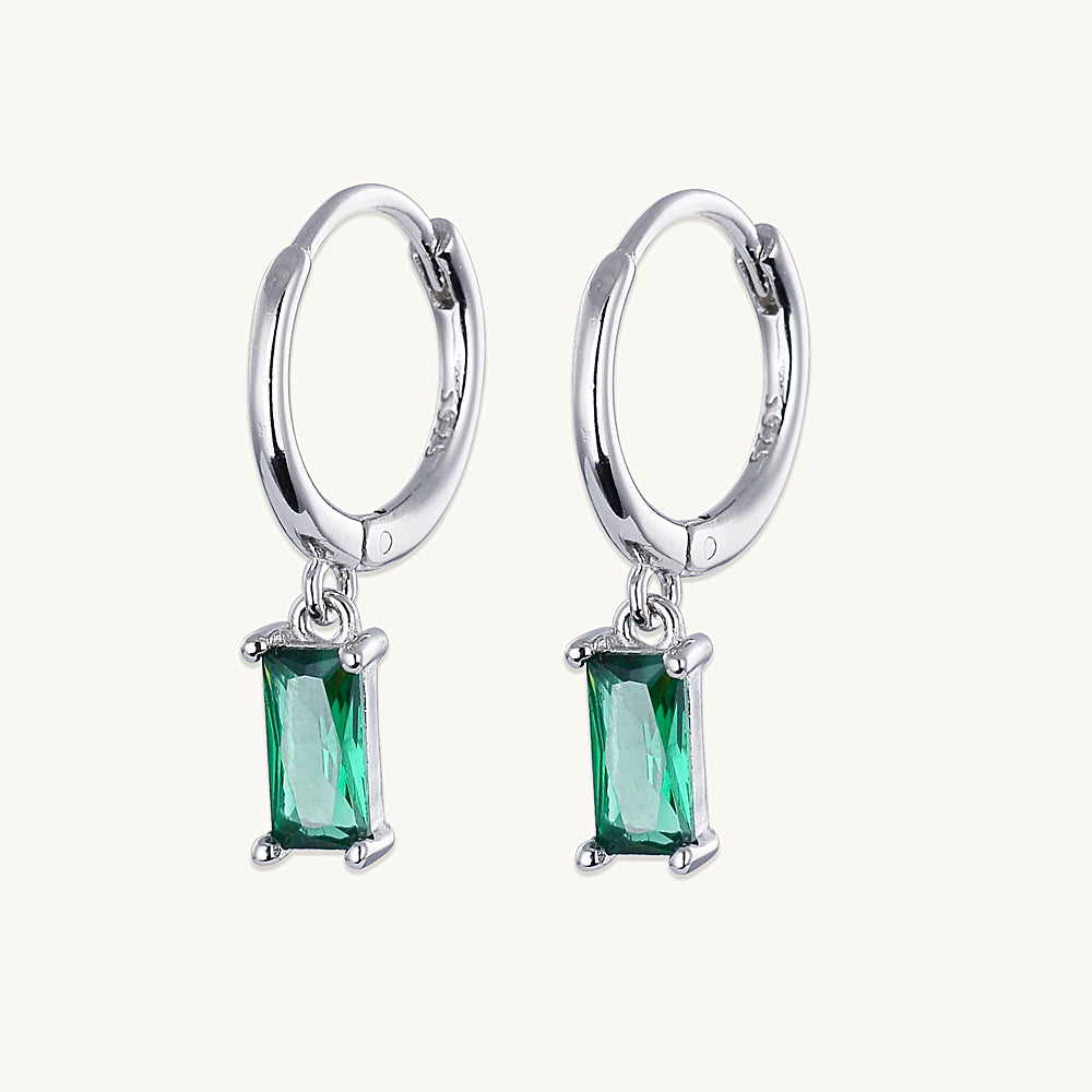 Emerald Baguette Hoop Earrings