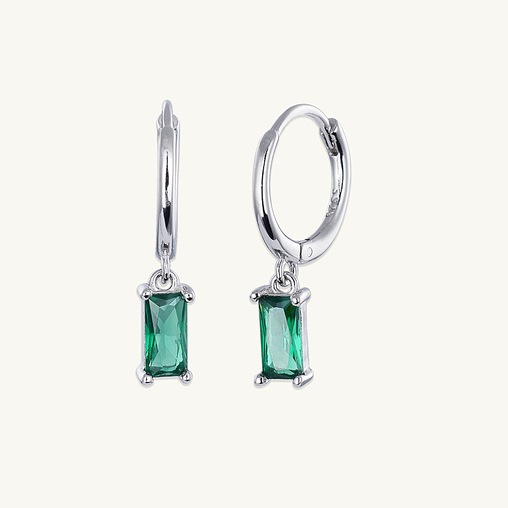 Emerald Baguette Hoop Earrings