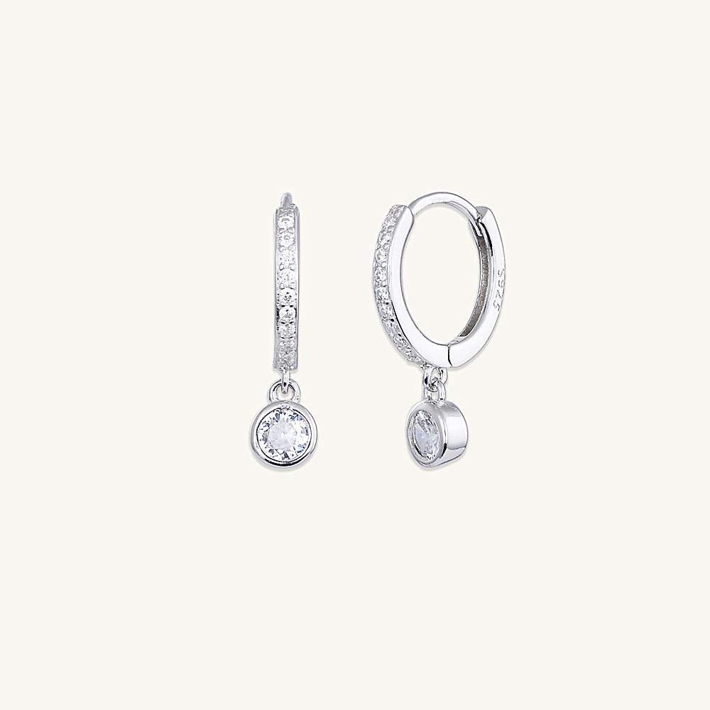 Sapphire Drop Hoop Earrings