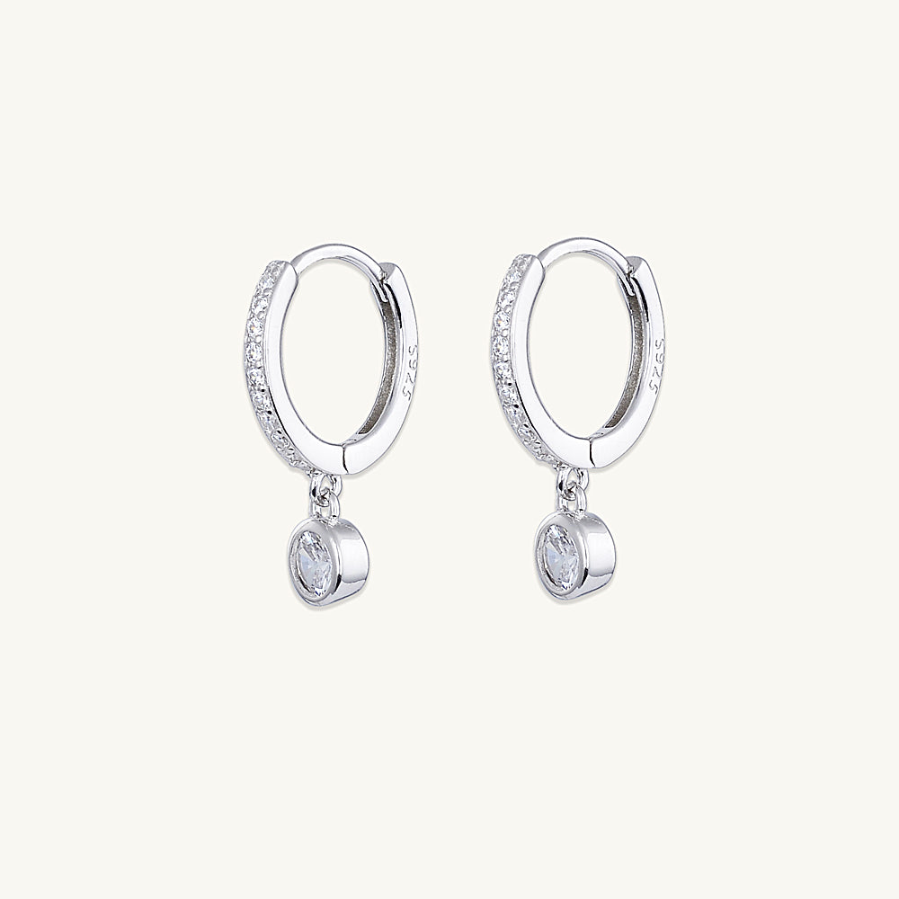 Sapphire Drop Hoop Earrings