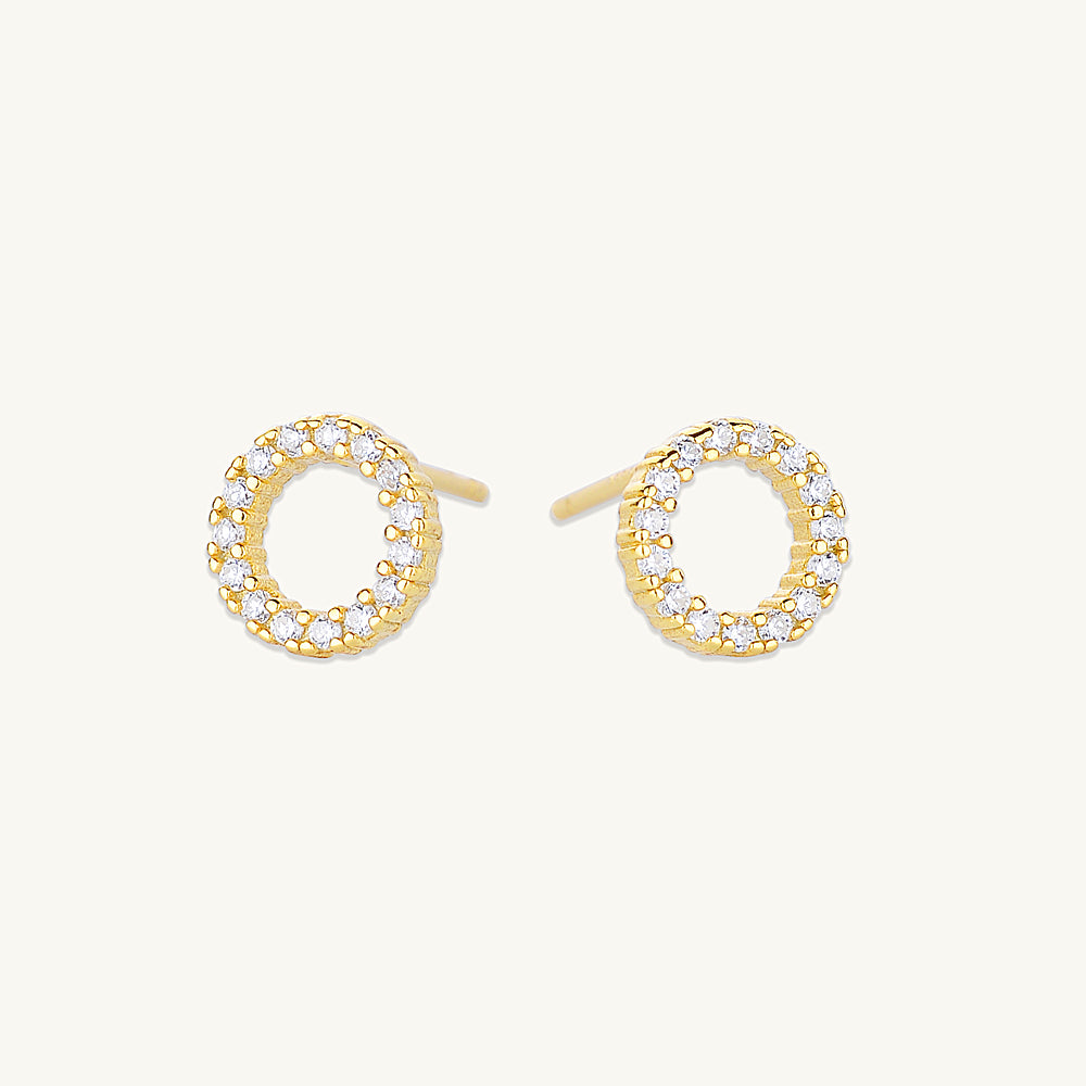 Circle Sapphire Stud Earrings